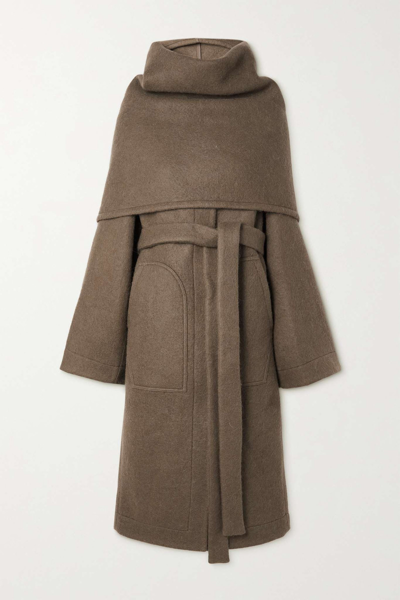 Dagger belted layered wool and alpaca-blend coat 1