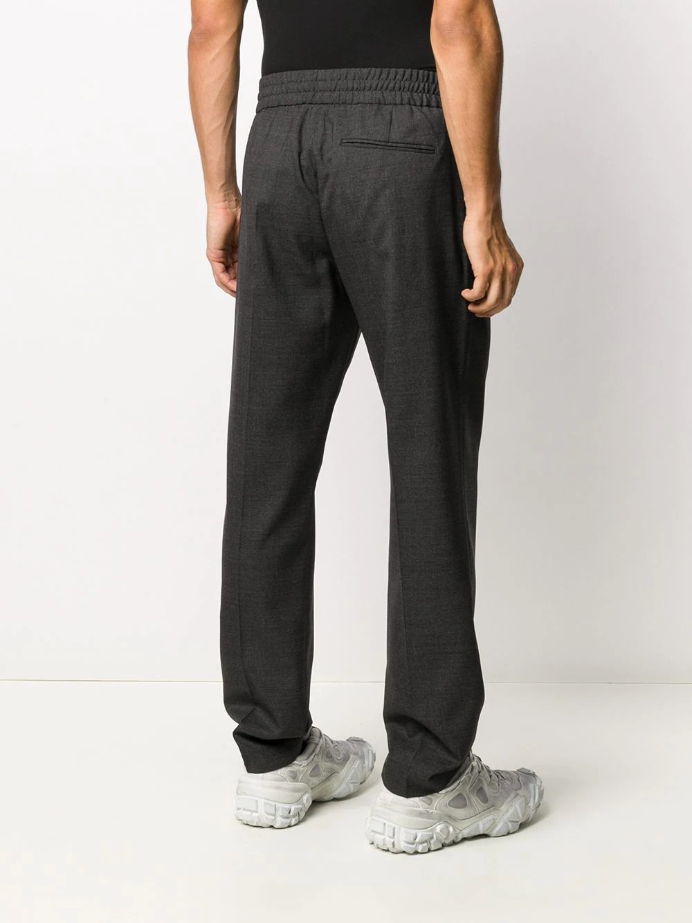 elastic-waist wool trousers - 4