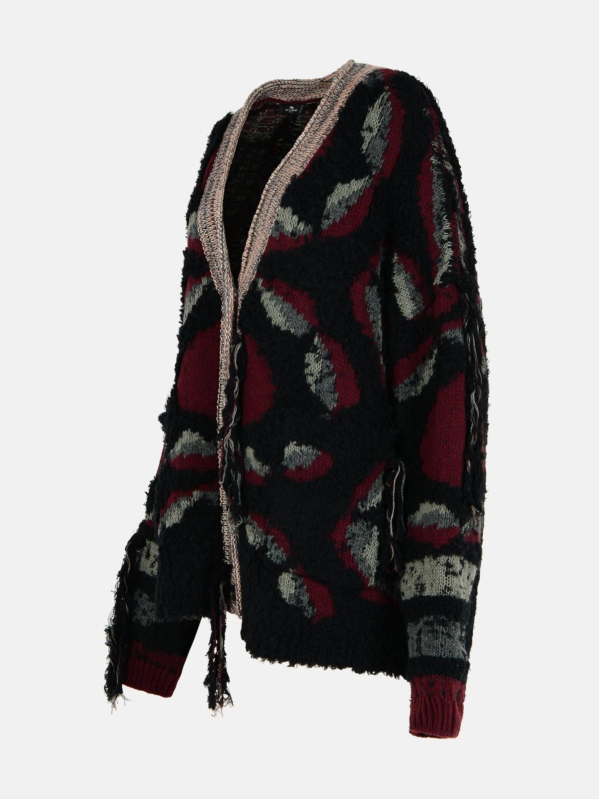 BLACK WOOL CARDIGAN - 2