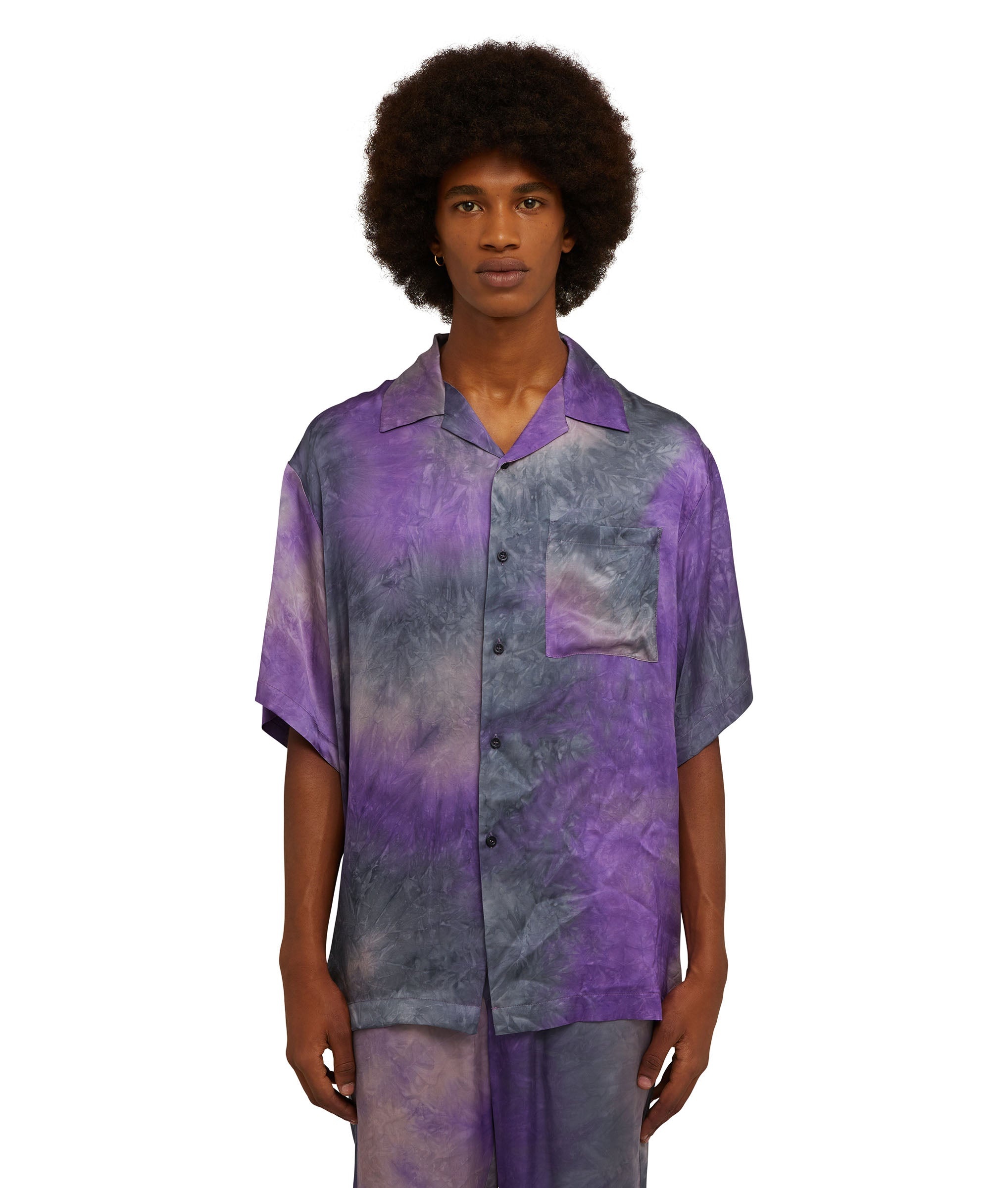 Viscose fluid tie dye short-sleeved shirt - 4
