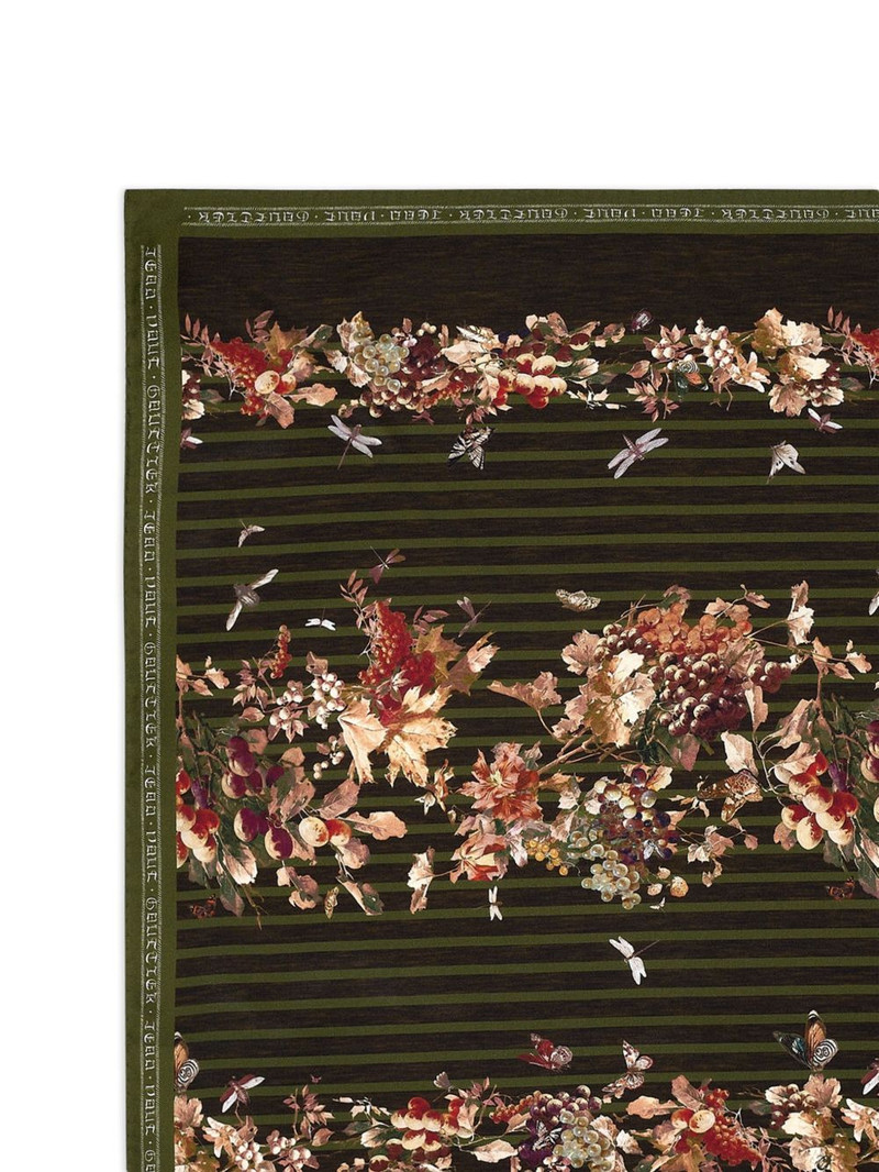 Jean Paul Gaultier striped floral scarf outlook