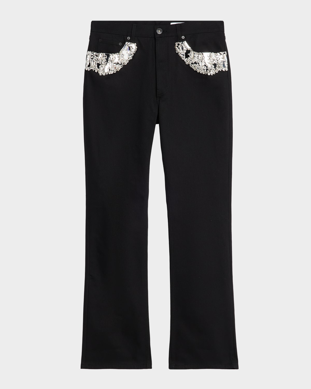 Men's Black Denim Slim Crystal-Trim Jeans - 1