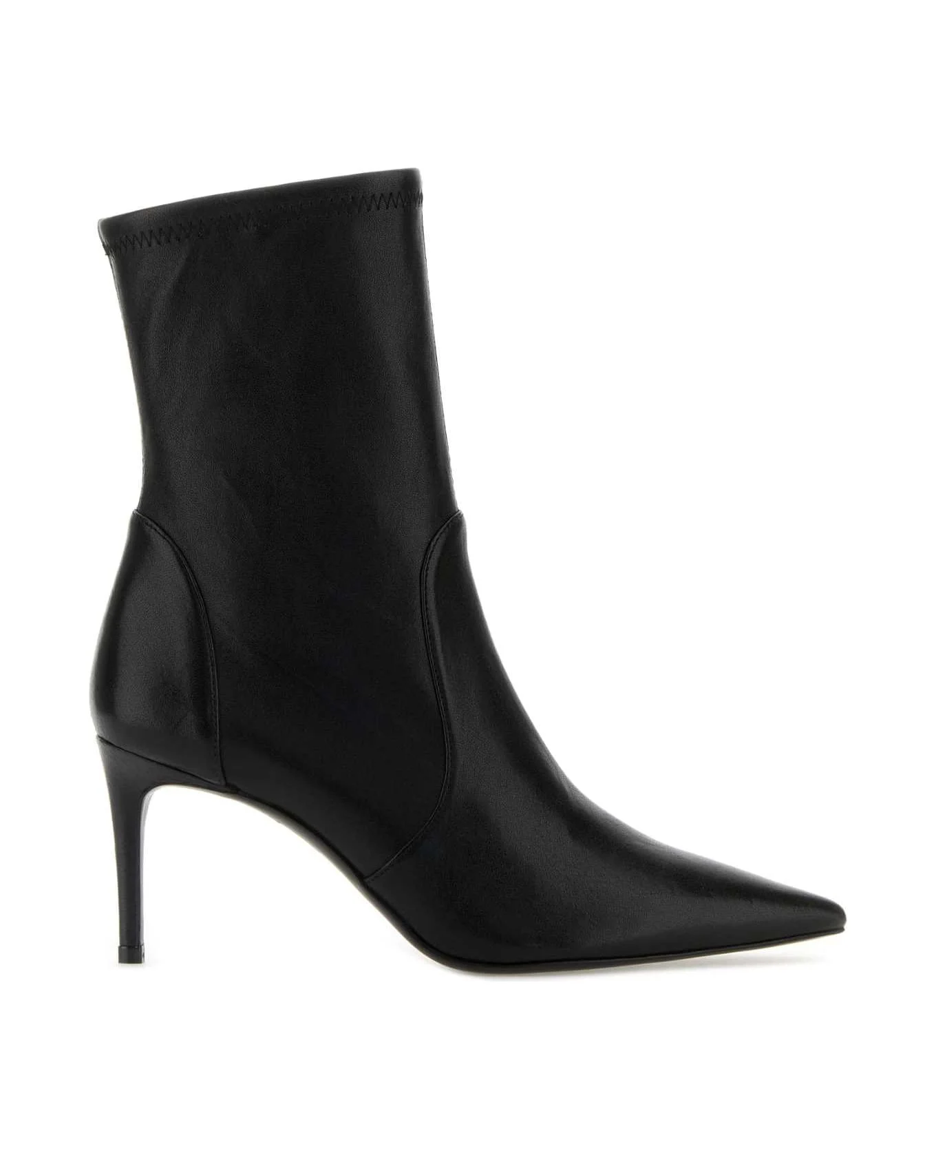 Black Leather Stuart Power Ankle Boots - 1