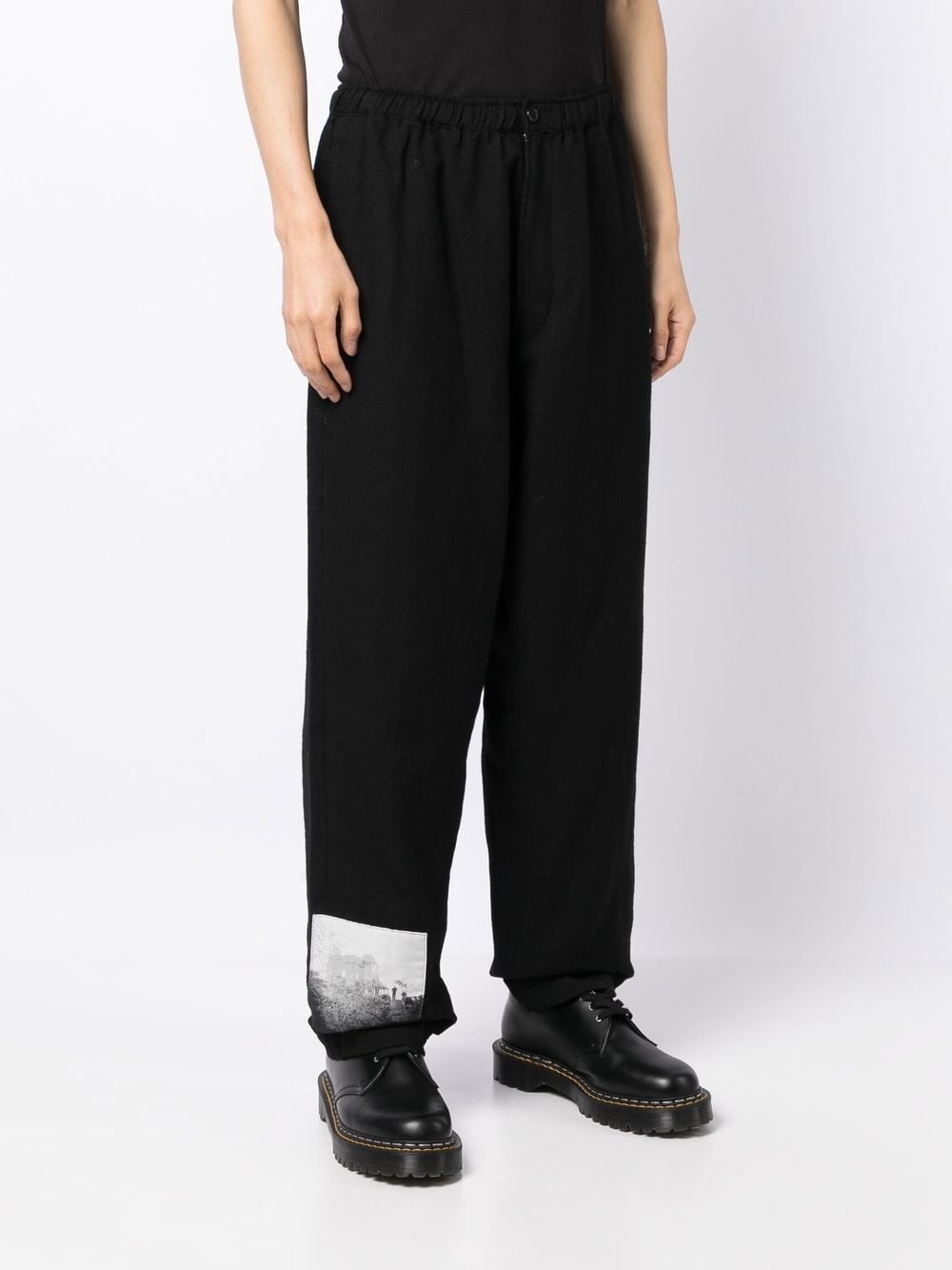 graphic-patch wool trousers - 3