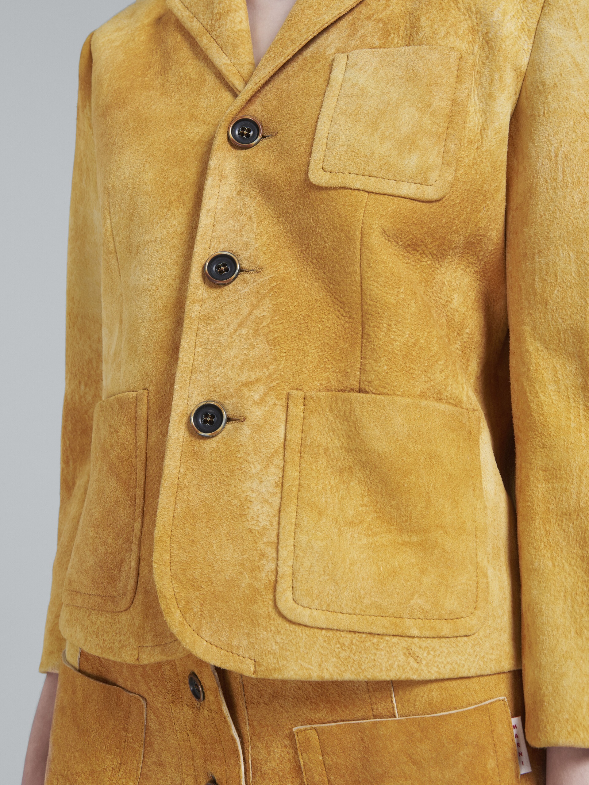 LIGHT ORANGE LEATHER CROPPED JACKET - 5