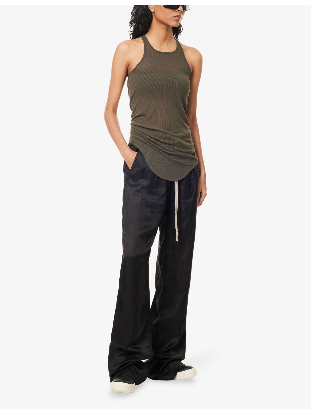 Basic Ribbed Woven-Blend Top - 2