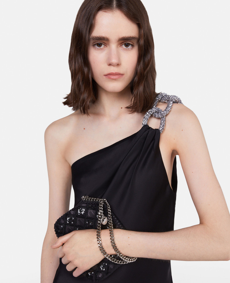 Falabella Checked Sequin Embroidery Evening Tote Bag 2