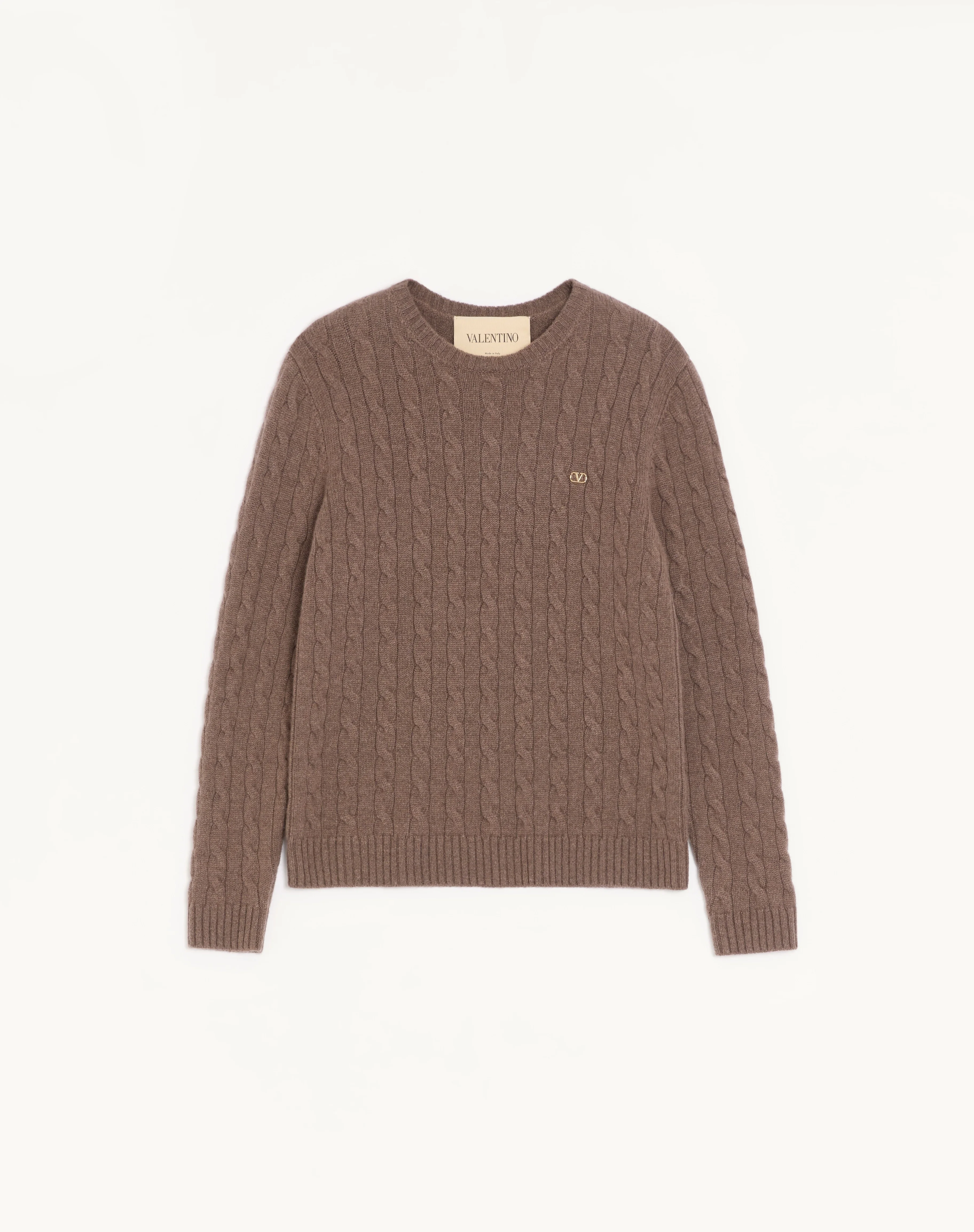 VALENTINO CASHMERE CABLE-KNIT PULLOVER WITH VLOGO - 1