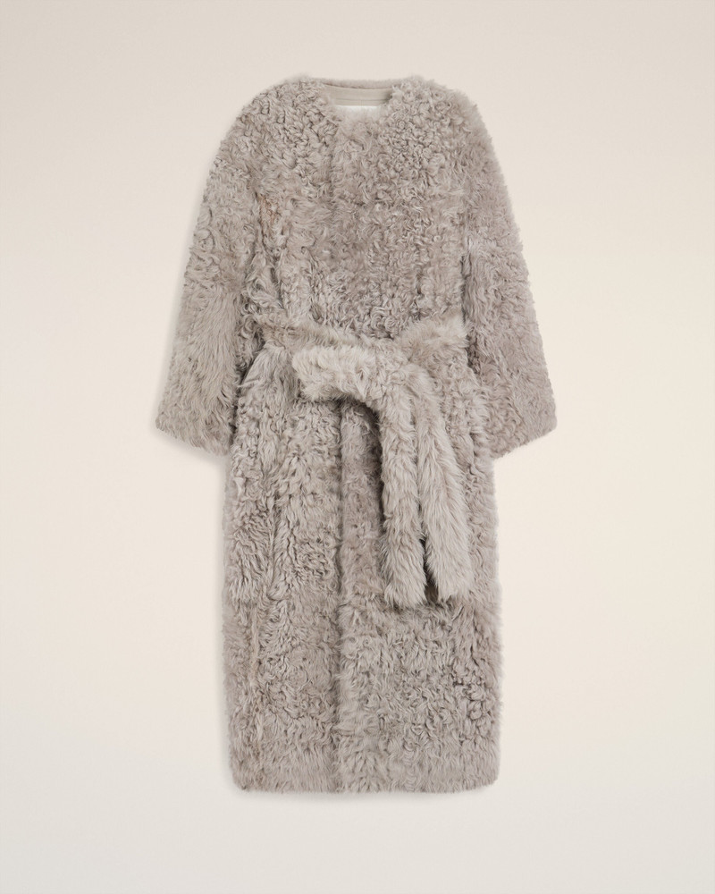 GREY SHEARLING LONG COAT 7