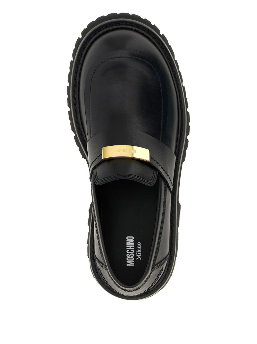 plaque-detail leather loafers - 3