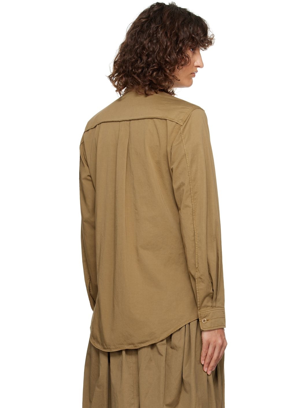 Brown Multi-Topstich Fitted Shirt - 3
