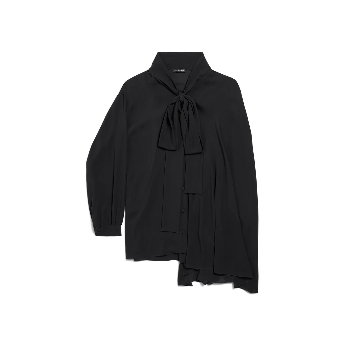 Women's Scarf Blouse in Black - 1
