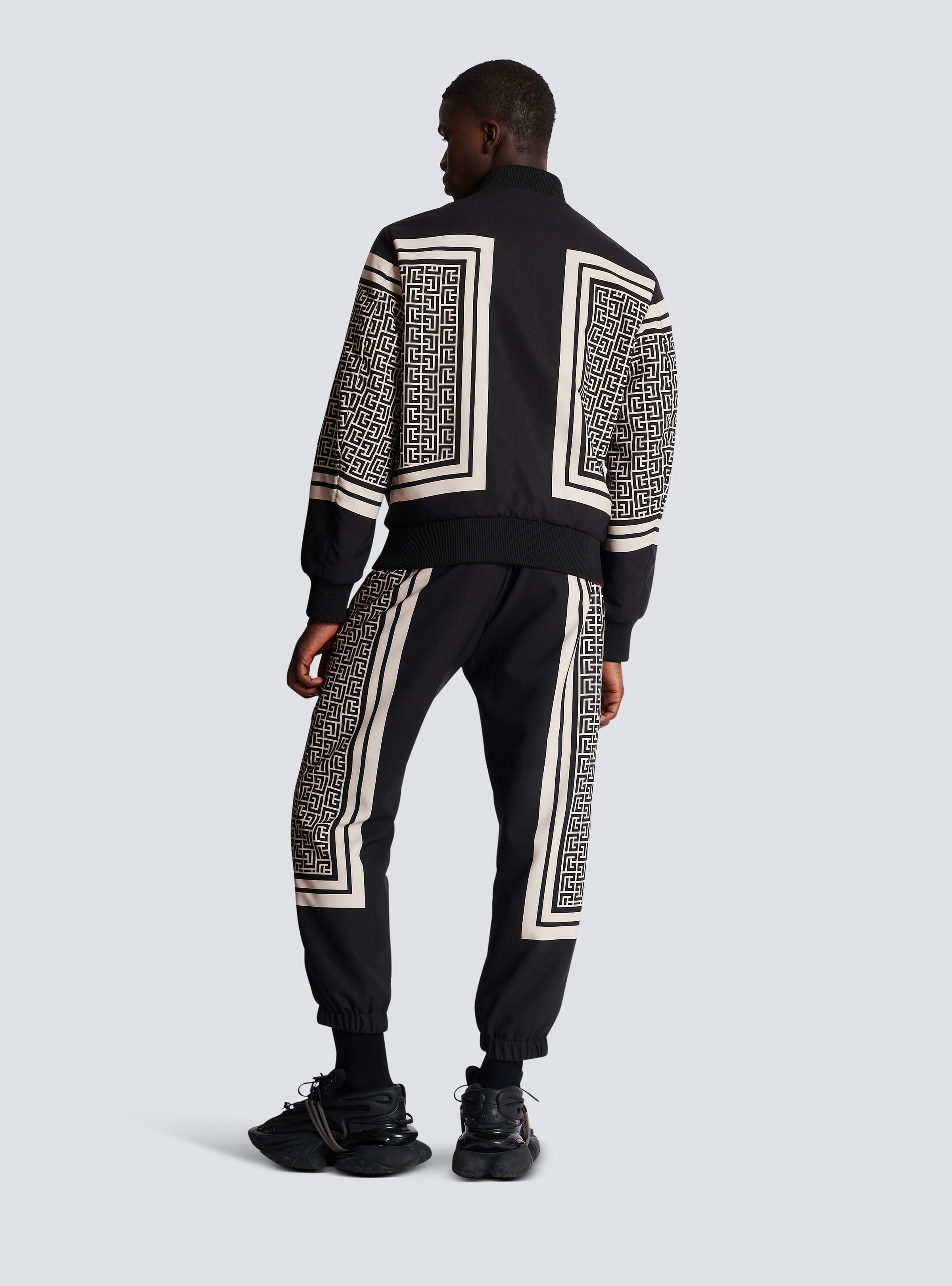 Balmain Reversible Monogram-Print Hooded Jacket