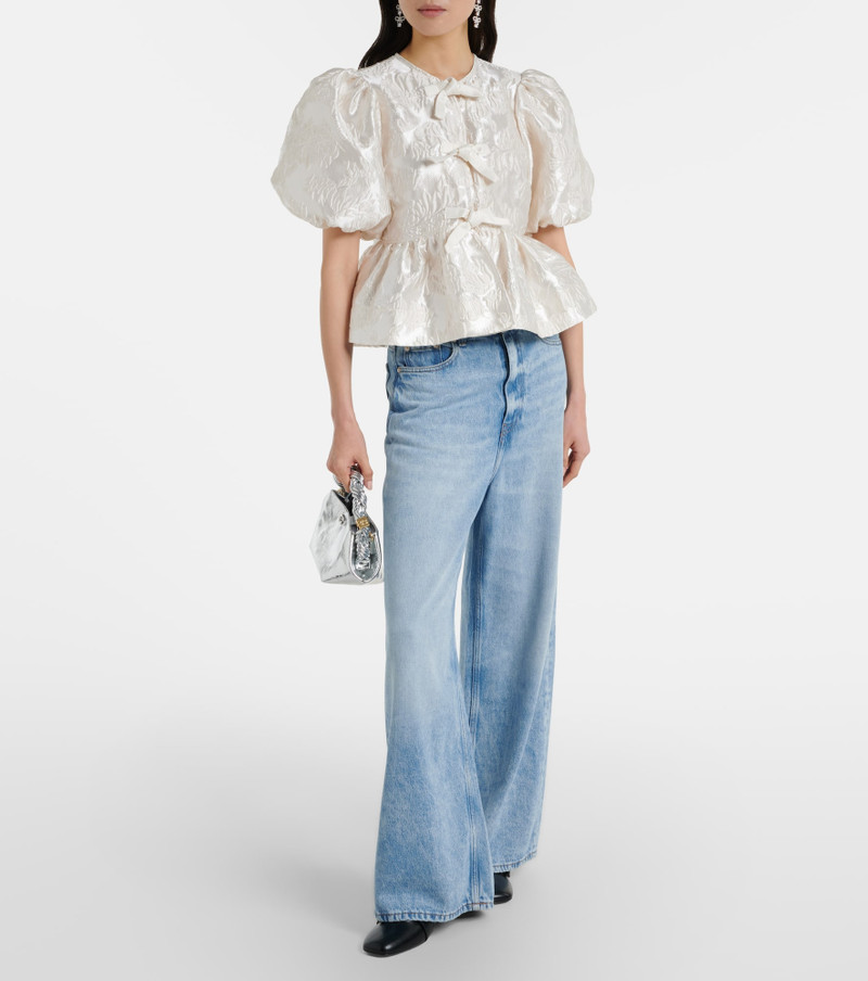 GANNI Peplum satin jacquard blouse outlook
