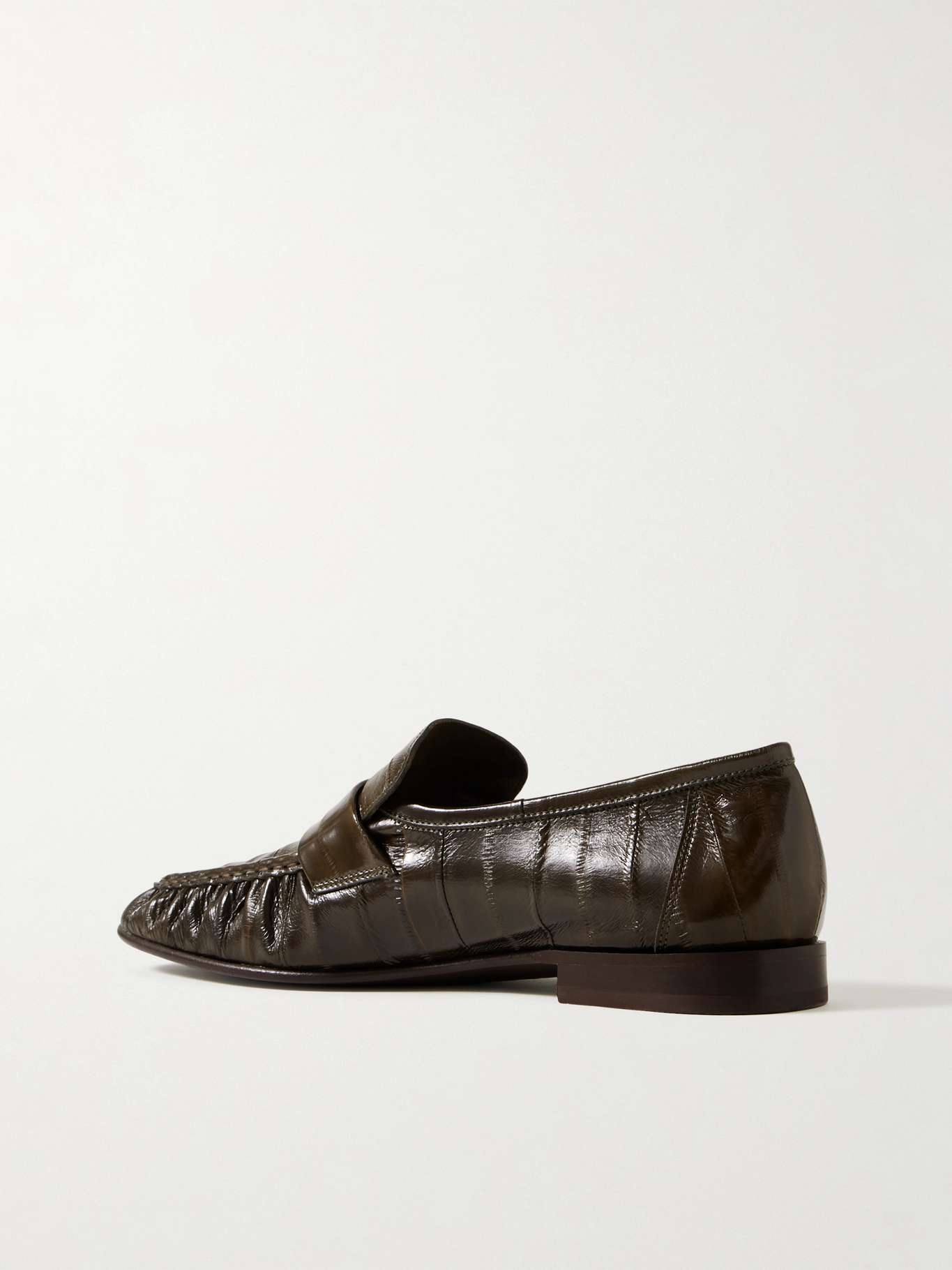 Crinkled glossed-leather loafers - 3