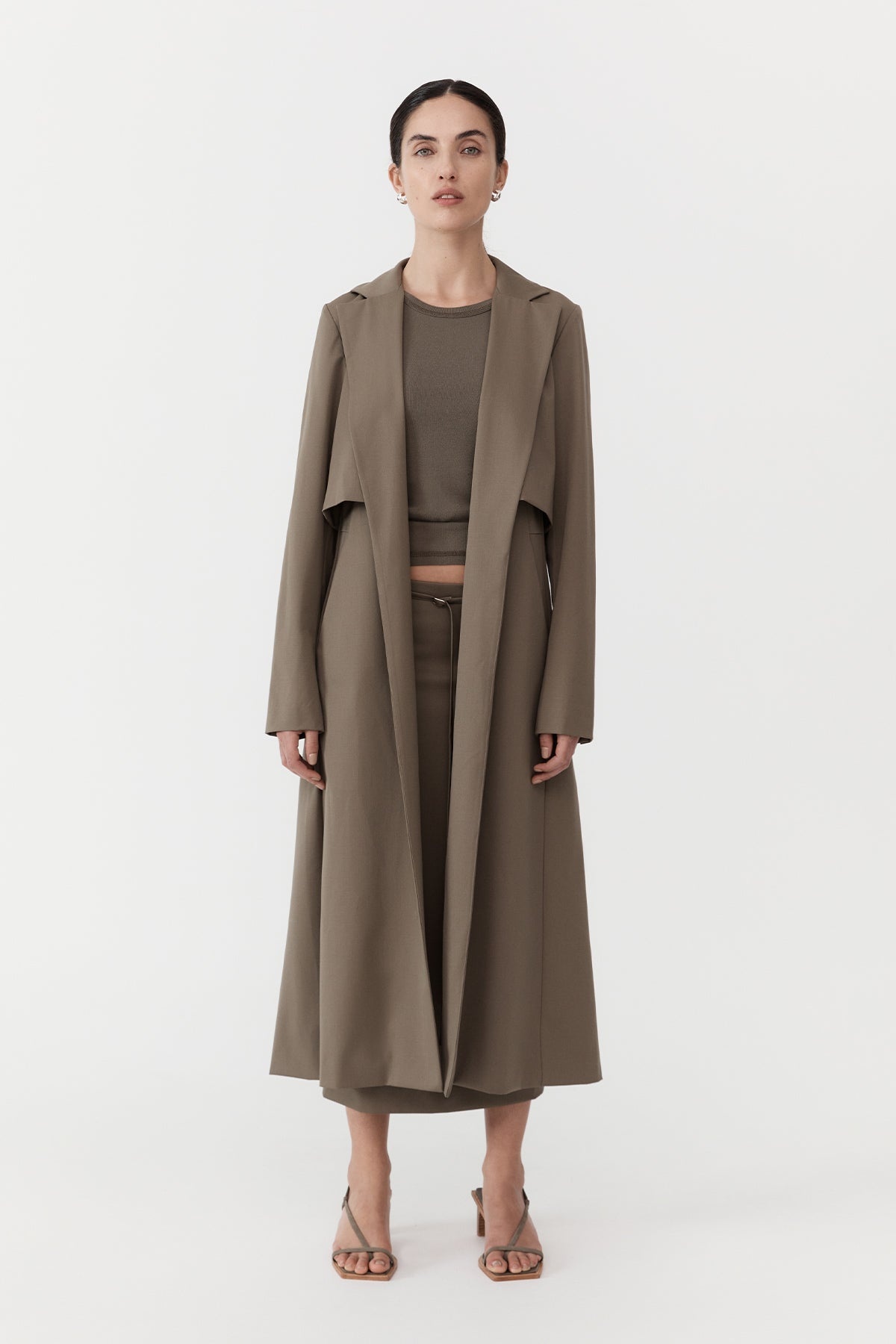 Layered Wool Trench - Kelp - 2