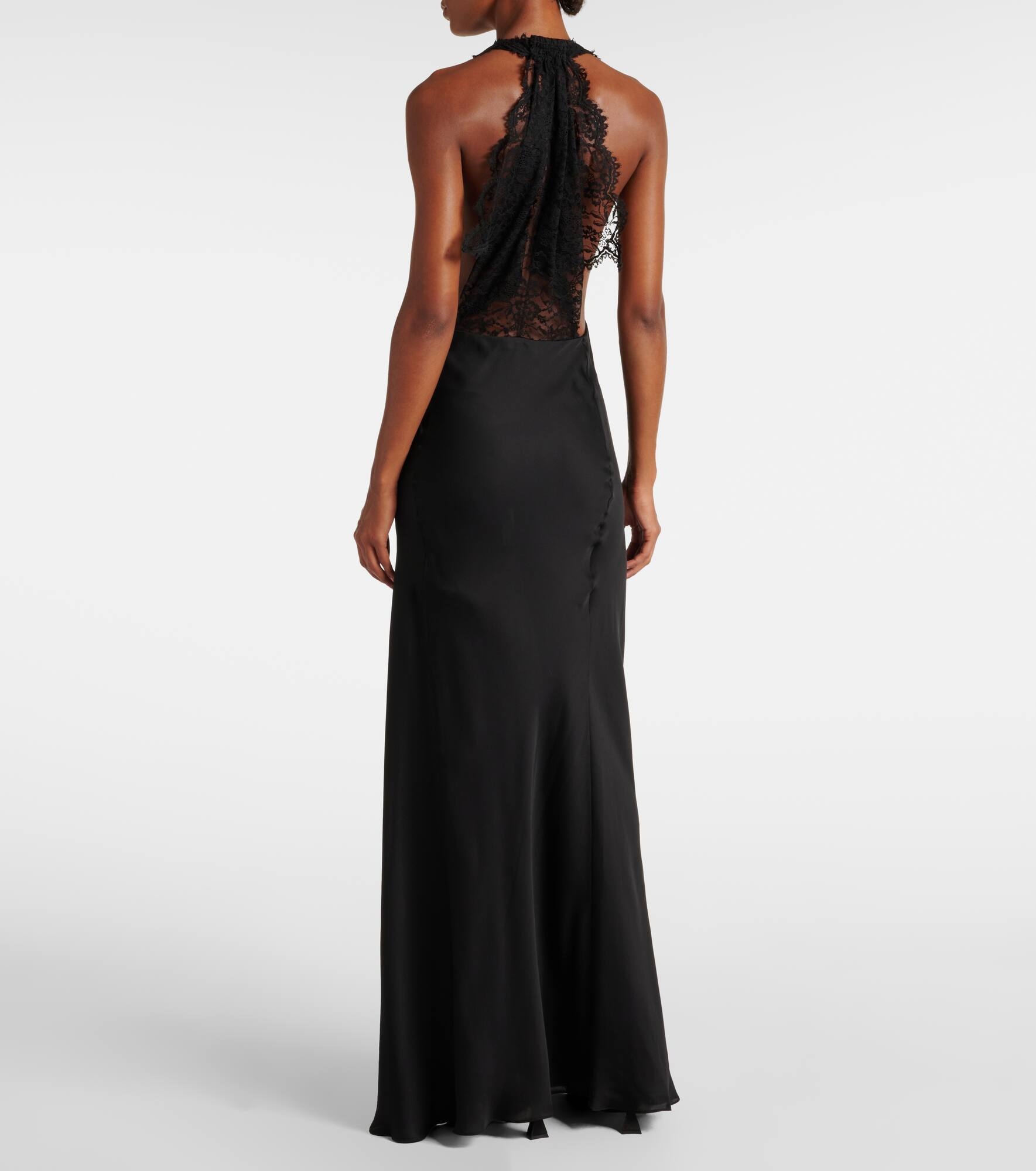 Lace-trimmed silk charmeuse gown - 3