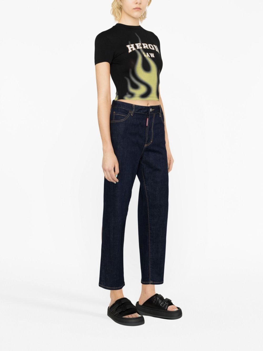 logo-patch straight-leg jeans - 4