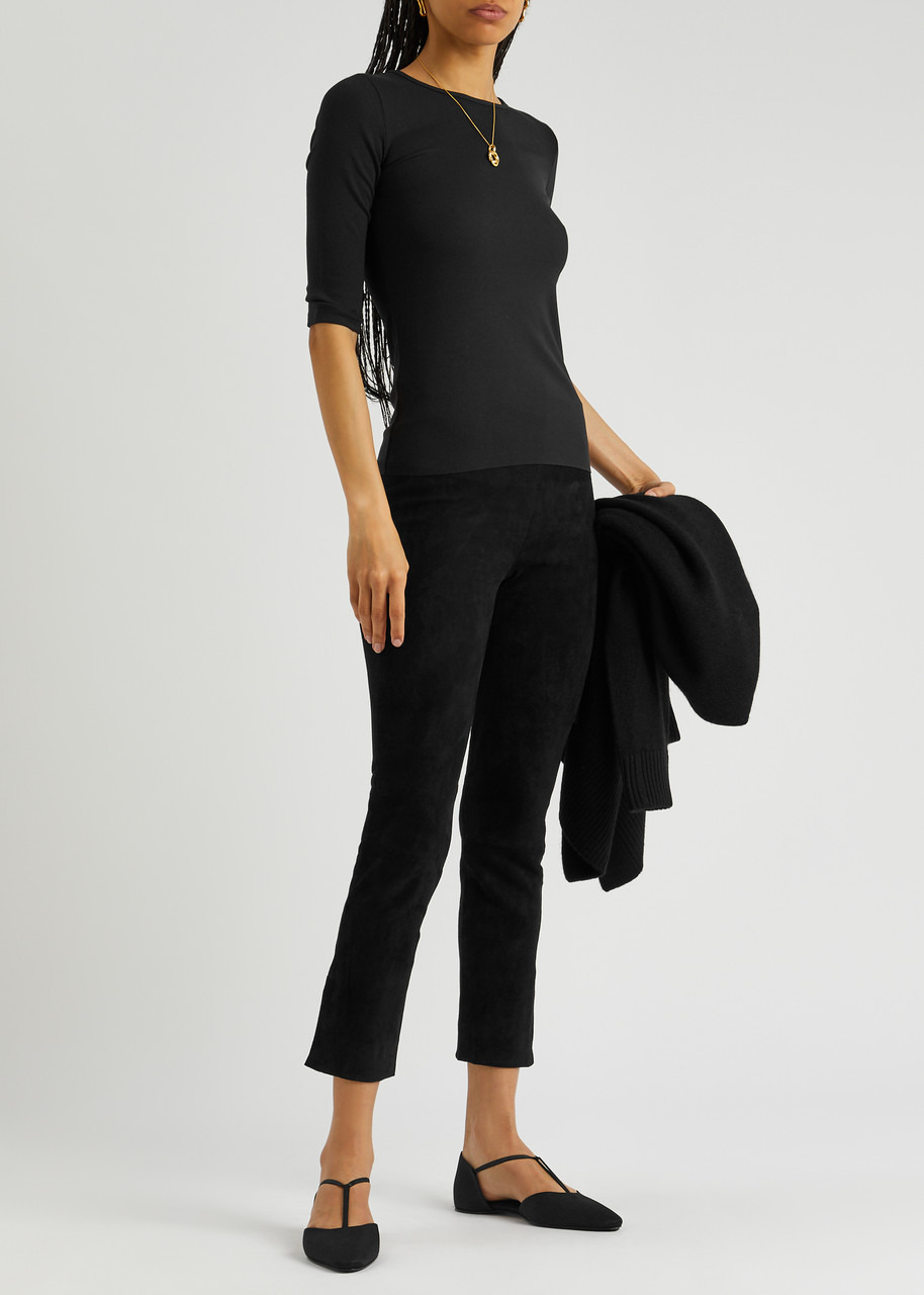 Split-cuff suede trousers - 4