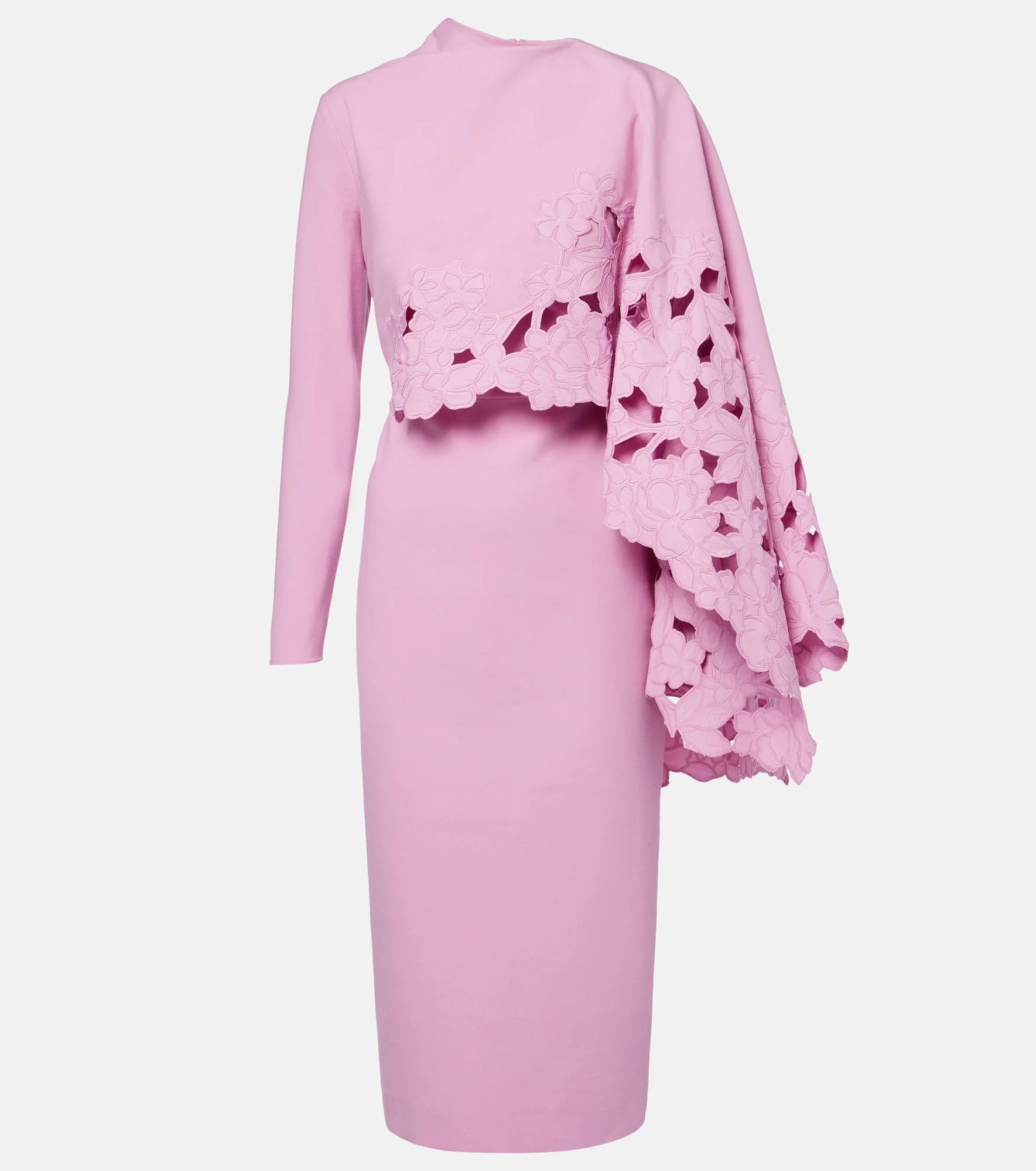 Cape-detail wool-blend midi dress - 1