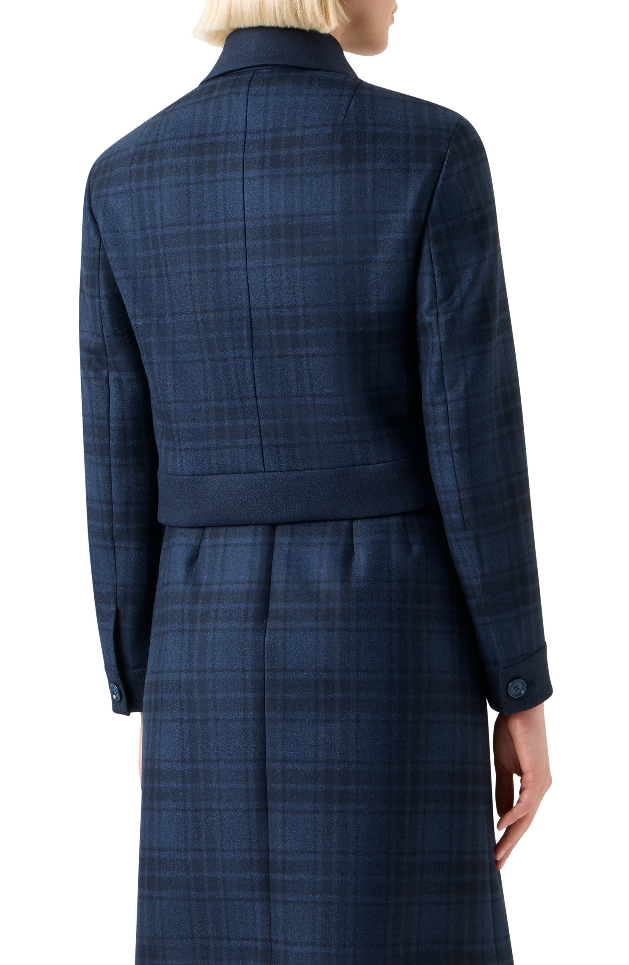 Akris Lewitt Check Wool Crop Jacket in Denim-Black at Nordstrom - 2
