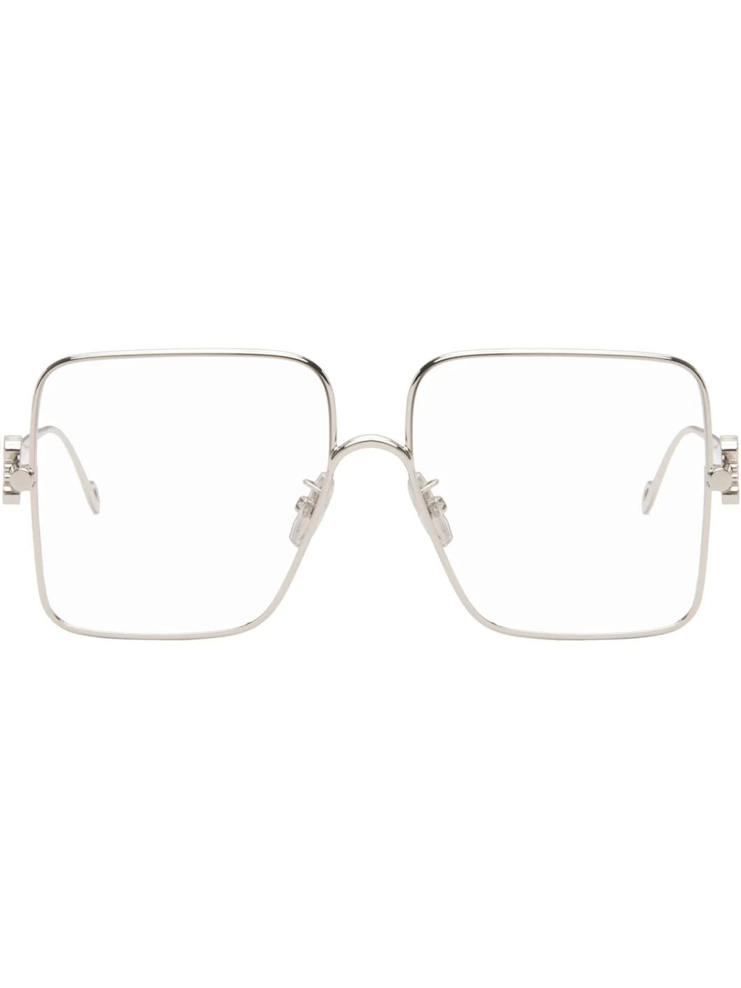 Silver Oversize Square Retro Glasses - 1