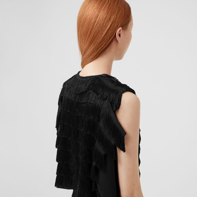 Fringed Silk Sleeveless Dress 5