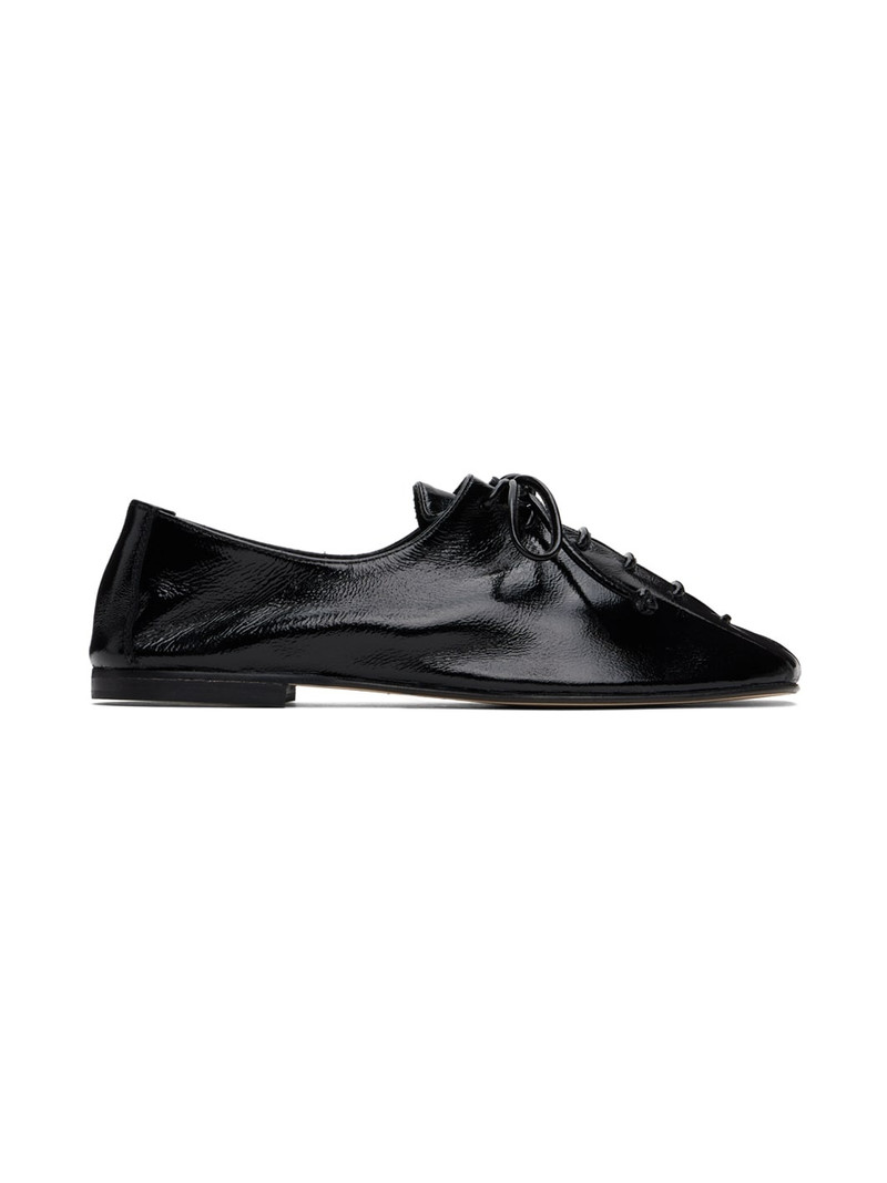 Black Plegada Crinkled Glossy Oxfords 1