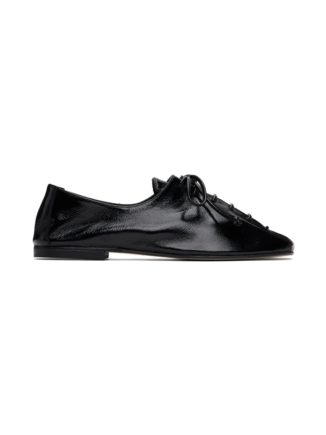 Black Plegada Crinkled Glossy Oxfords - 1