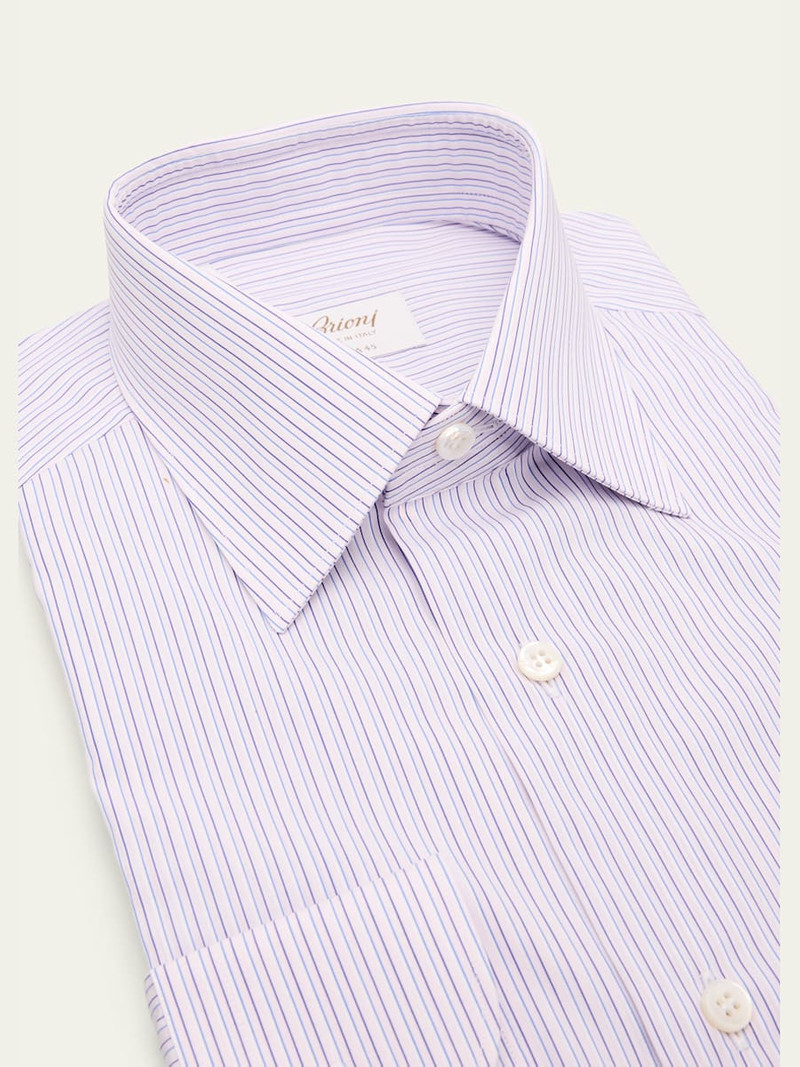Brioni Men's Giza 45 Cotton Multi-Stripe Dress Shirt outlook