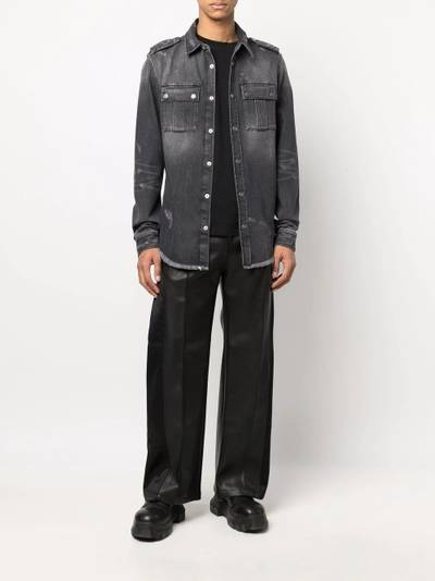 Balmain distressed denim shirt outlook