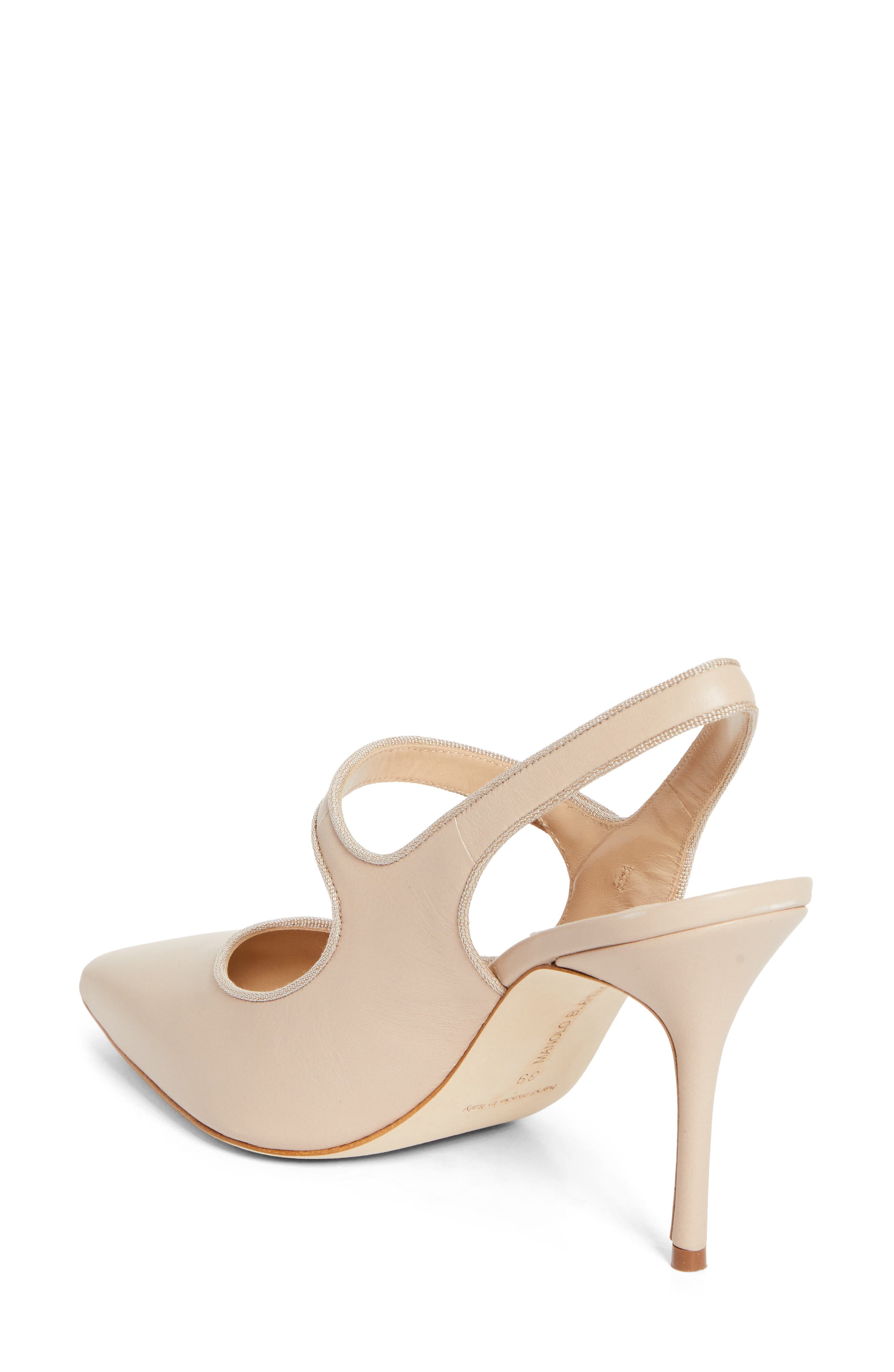 Manolo Blahnik Camparisli Pointed Toe Mary Jane Slingback Pump in Beige at Nordstrom - 2