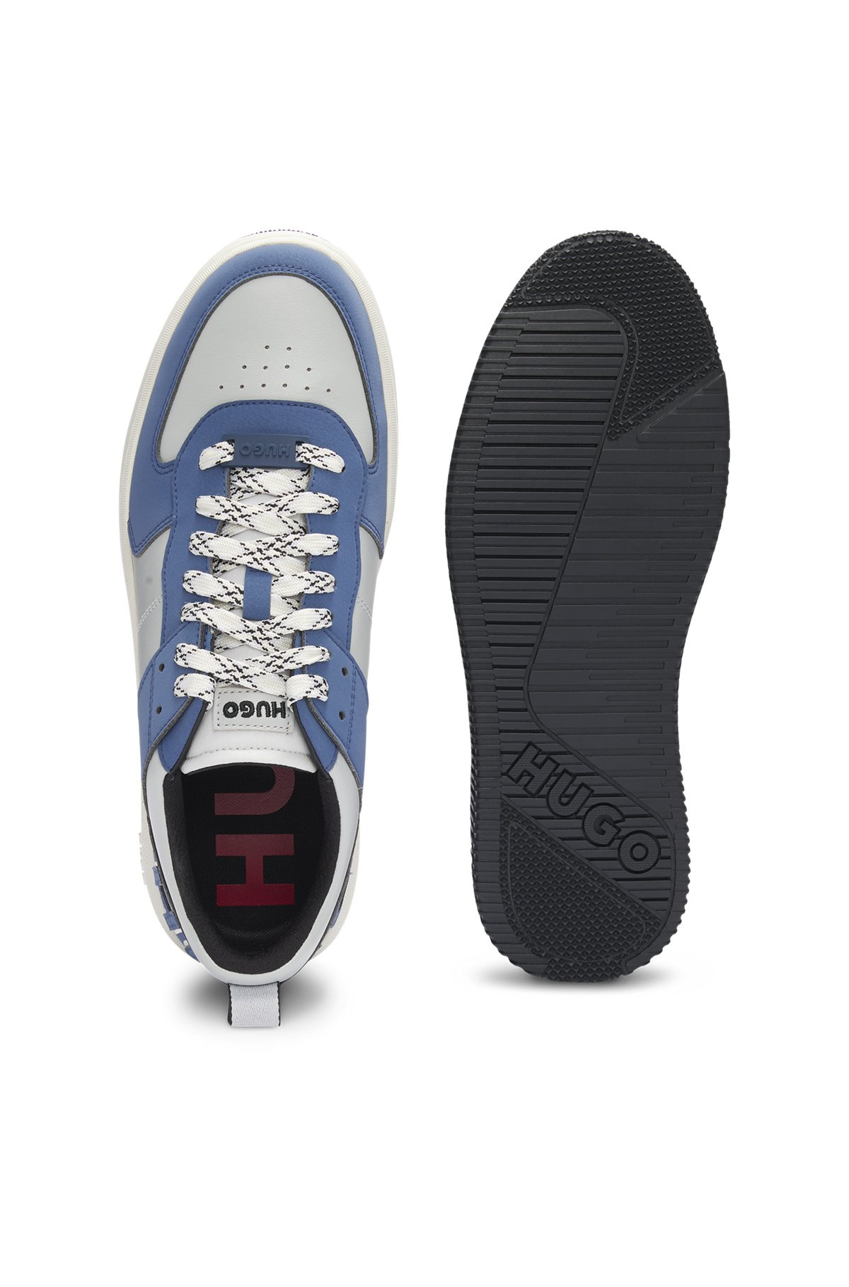 MIXED-MATERIAL TRAINERS WITH TWO SETS OF LACES - 4