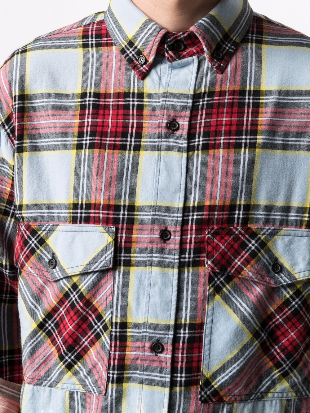 dyed-effect check shirt - 5