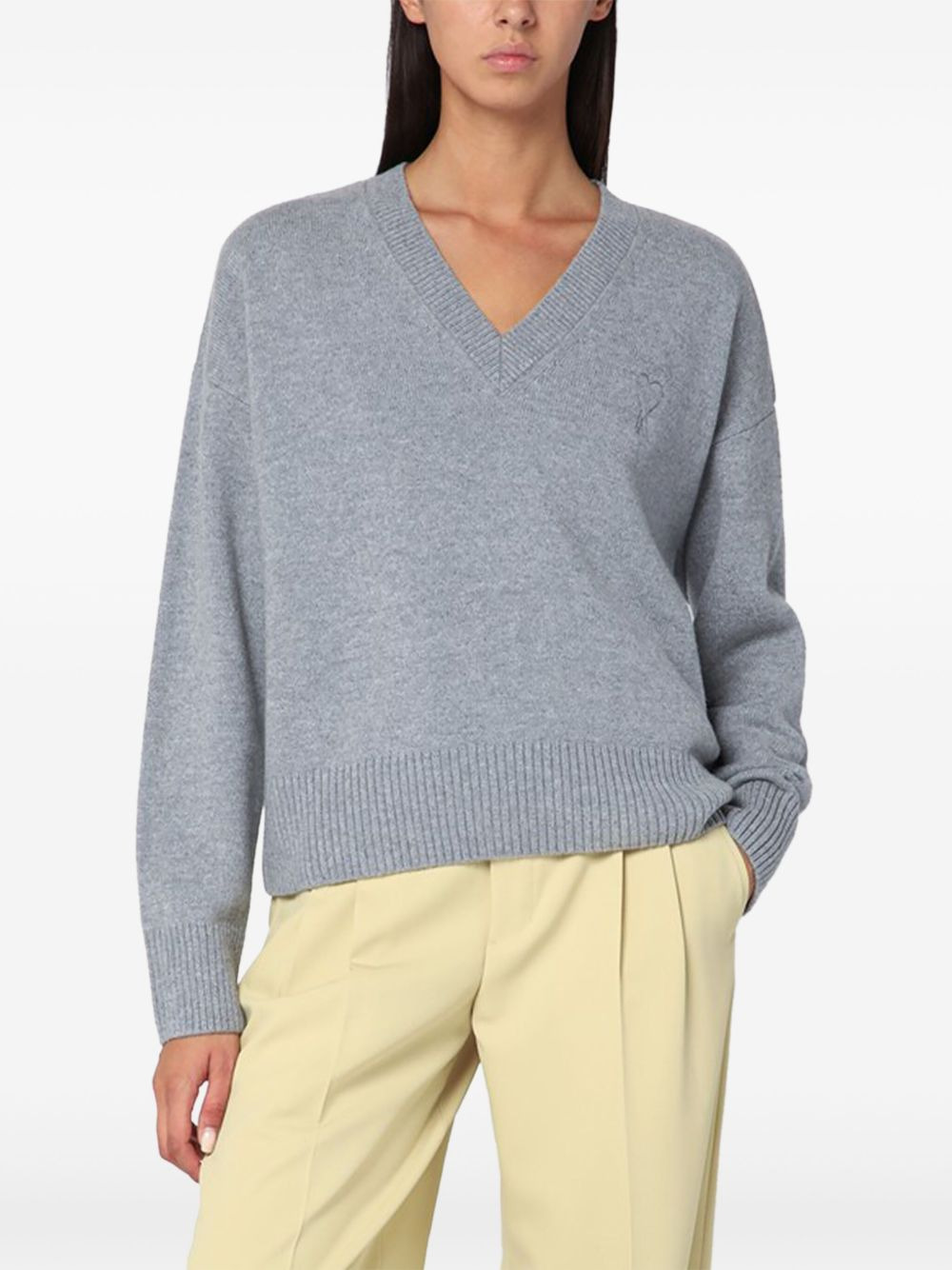 logo-embroidered V-neck sweater - 3