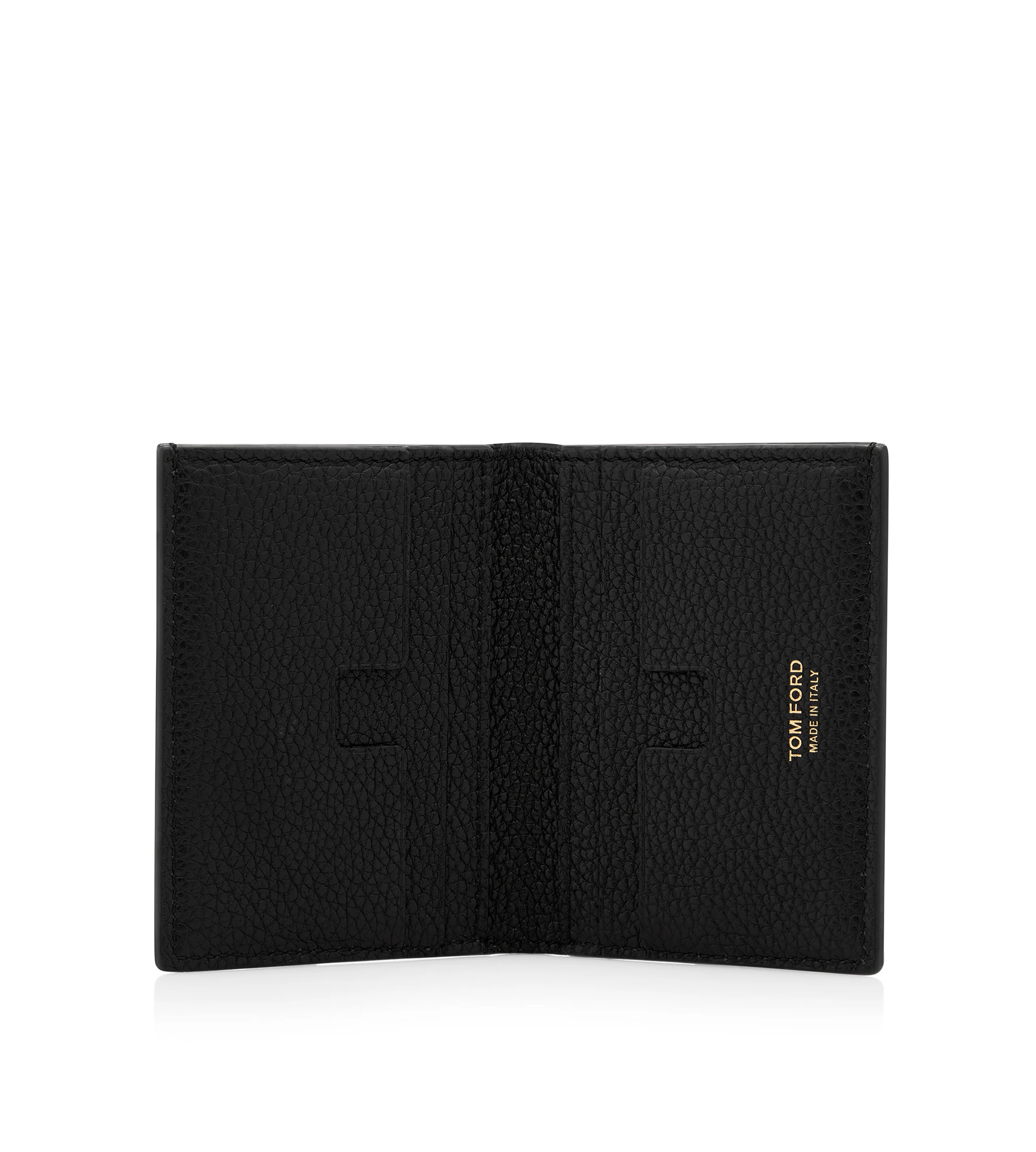 GRAIN LEATHER FOLDING CARDHOLDER - 1