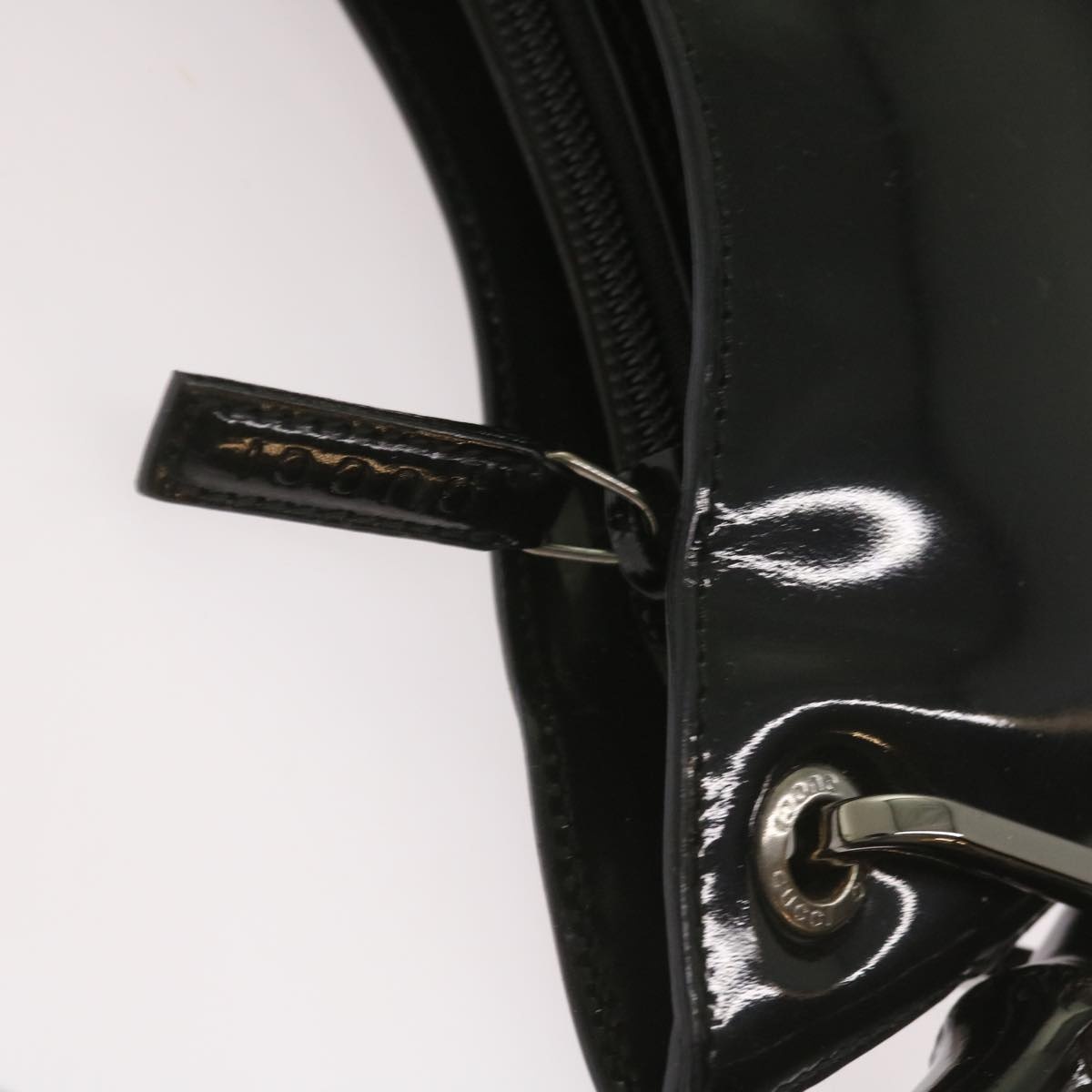 GUCCI Bamboo Hand Bag Leather Black - 14