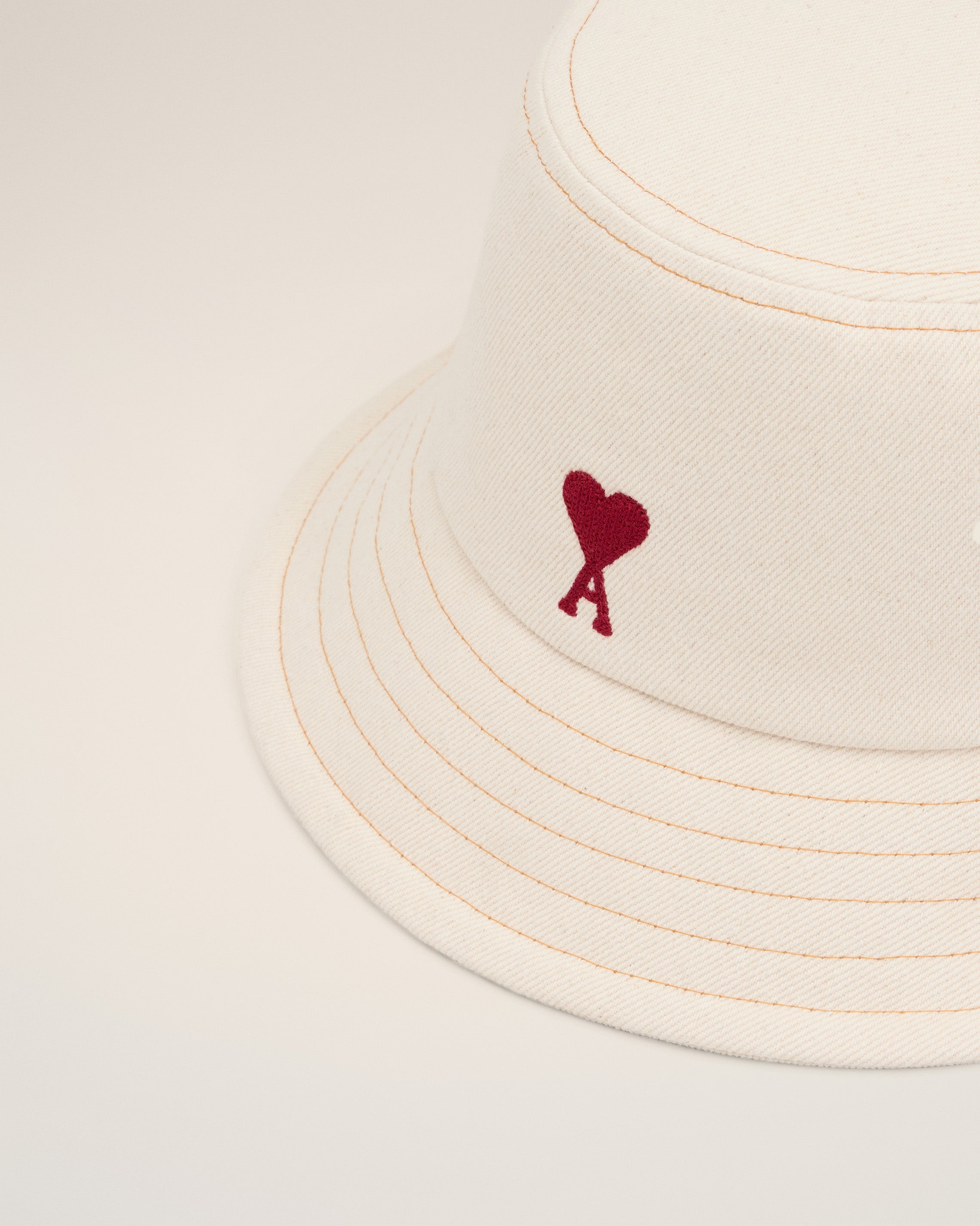 BEIGE COTTON AMI DE COEUR EMBROIDERY BUCKET HAT - 3