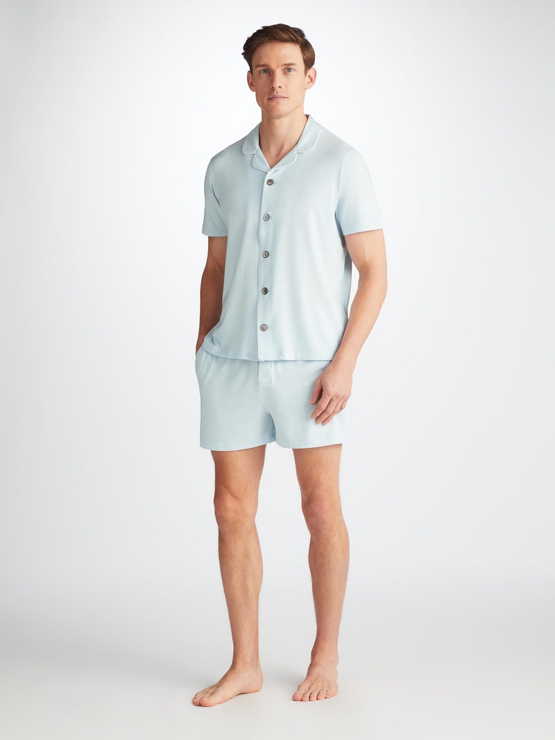 Men's Short Pyjamas Basel Micro Modal Stretch Ice Blue - 2
