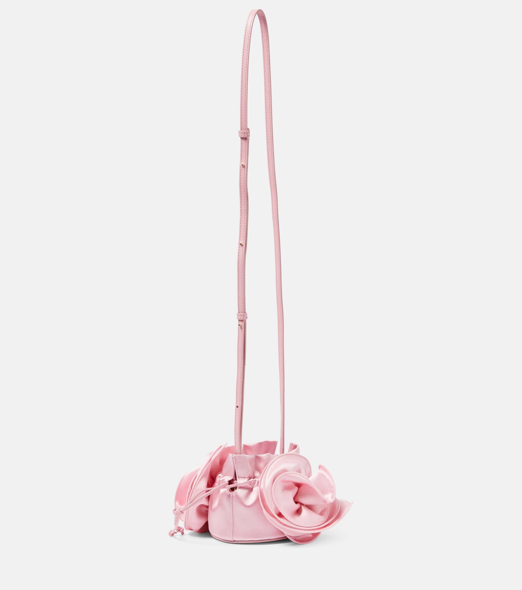 Magda Small floral-appliqué satin bucket bag - 4