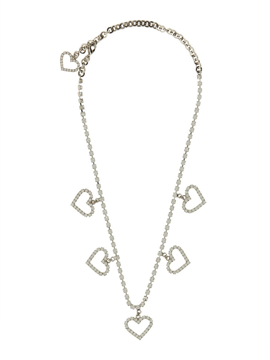 Alessandra Rich Women Crystal Necklace With Heart Pendants - 1