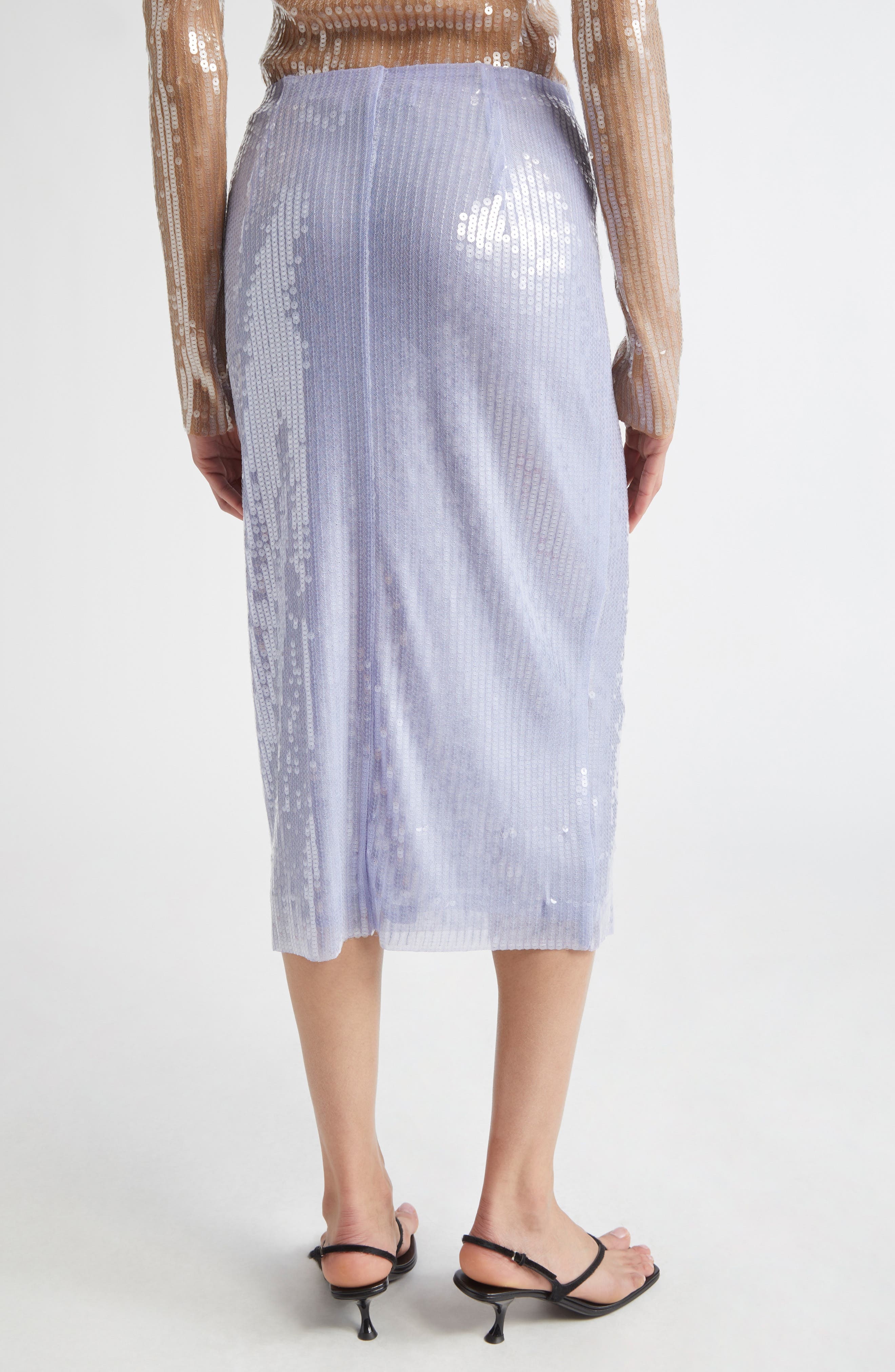 MONSE Sheer Sequin Pencil Skirt in Lilac at Nordstrom - 3