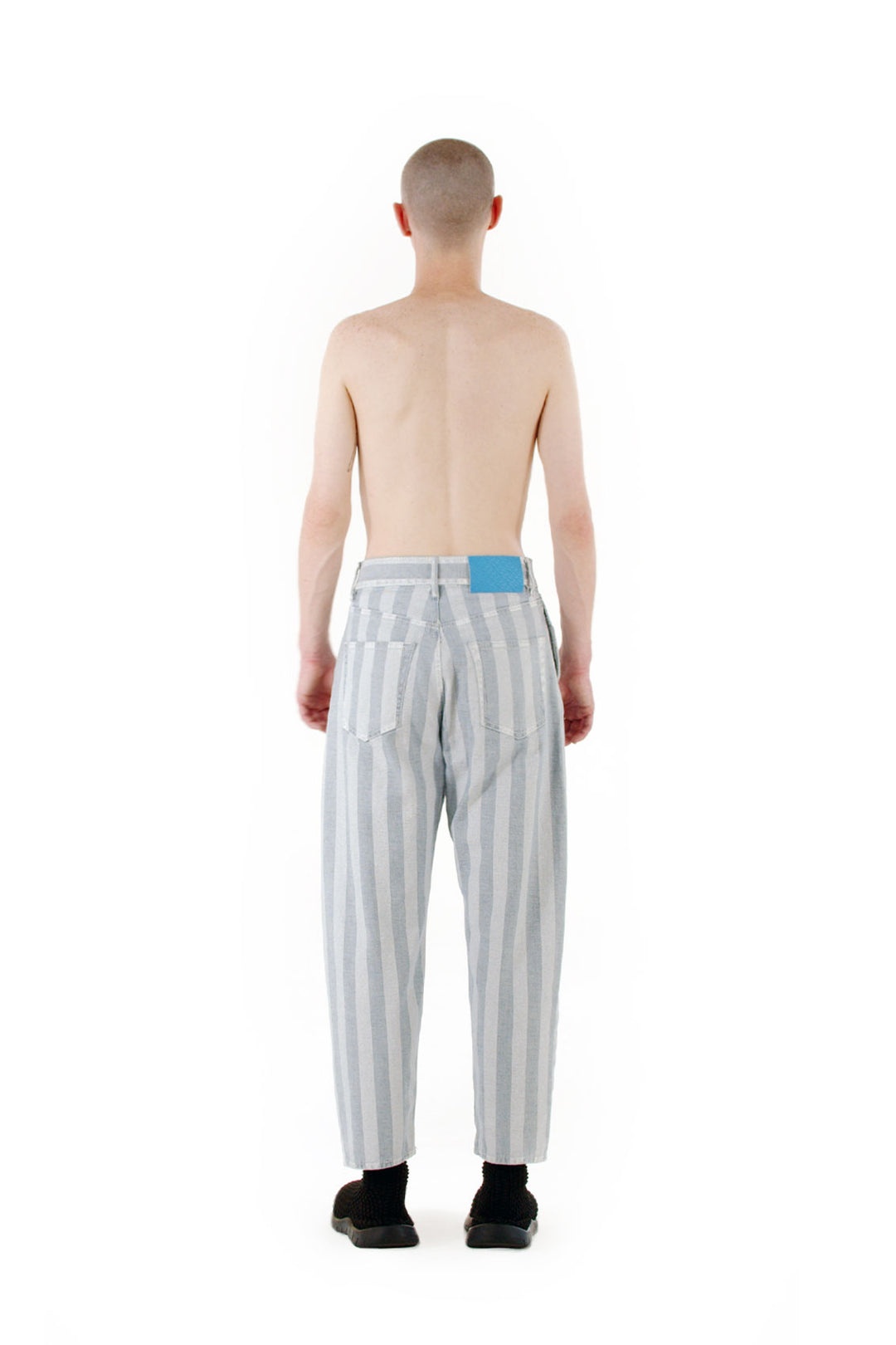 WHITE STRIPED DENIM PANTS - 2
