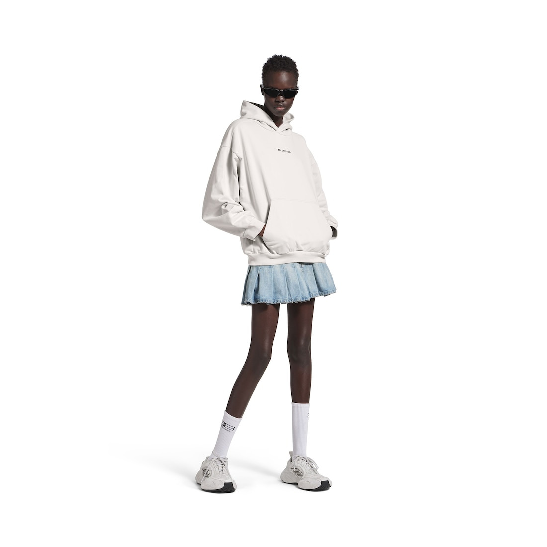 New Balenciaga Back Hoodie Medium Fit in Off White - 4