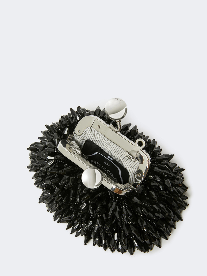 ALFIO Mini Pasticcino Bag in satin with rhinestones - BLACK 5