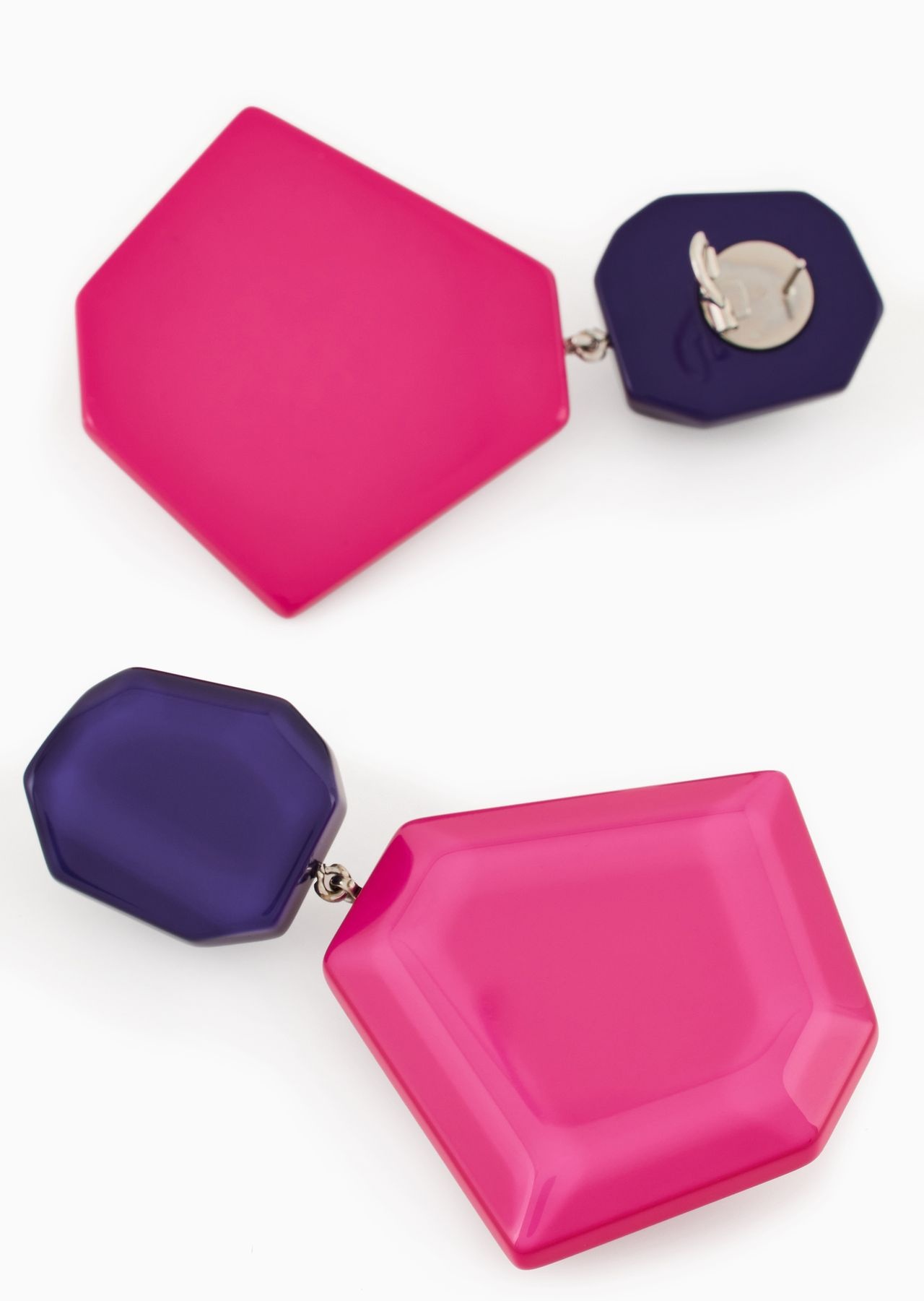 Oversize faceted pendant earrings - 2