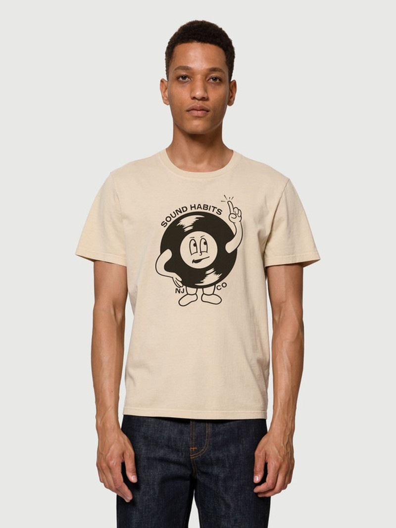 Nudie Jeans Roy Sound Habits Cream outlook