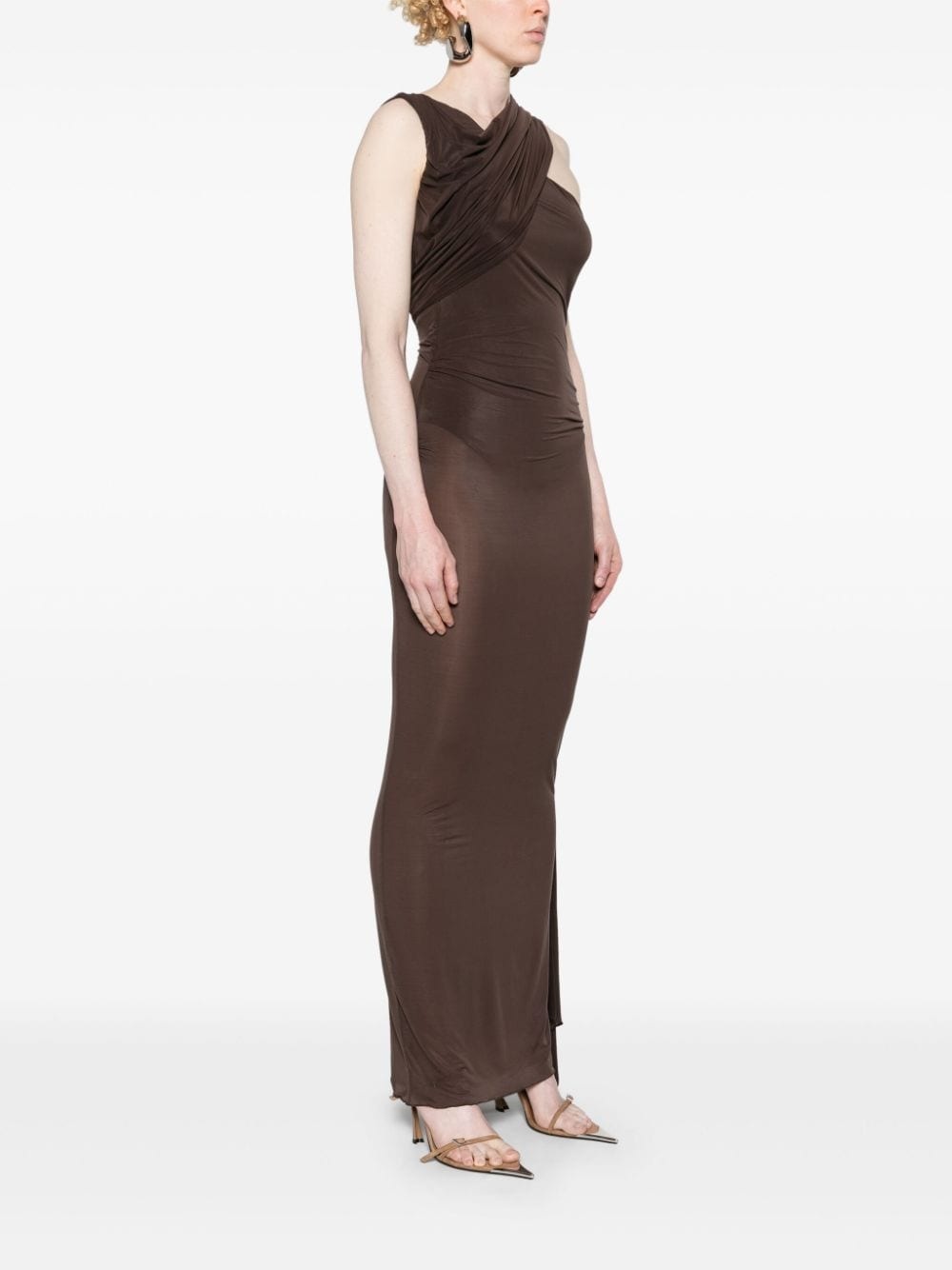ワンピース THE ATTICO Woman Dress Brown 247WCM121J045 204 THE ATTICO halterneck open-back maxi dress | REVERSIBLE