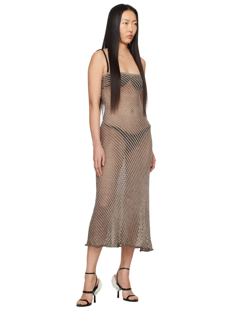 ISA BOULDER SSENSE Exclusive Beige Moire Maxi Dress outlook