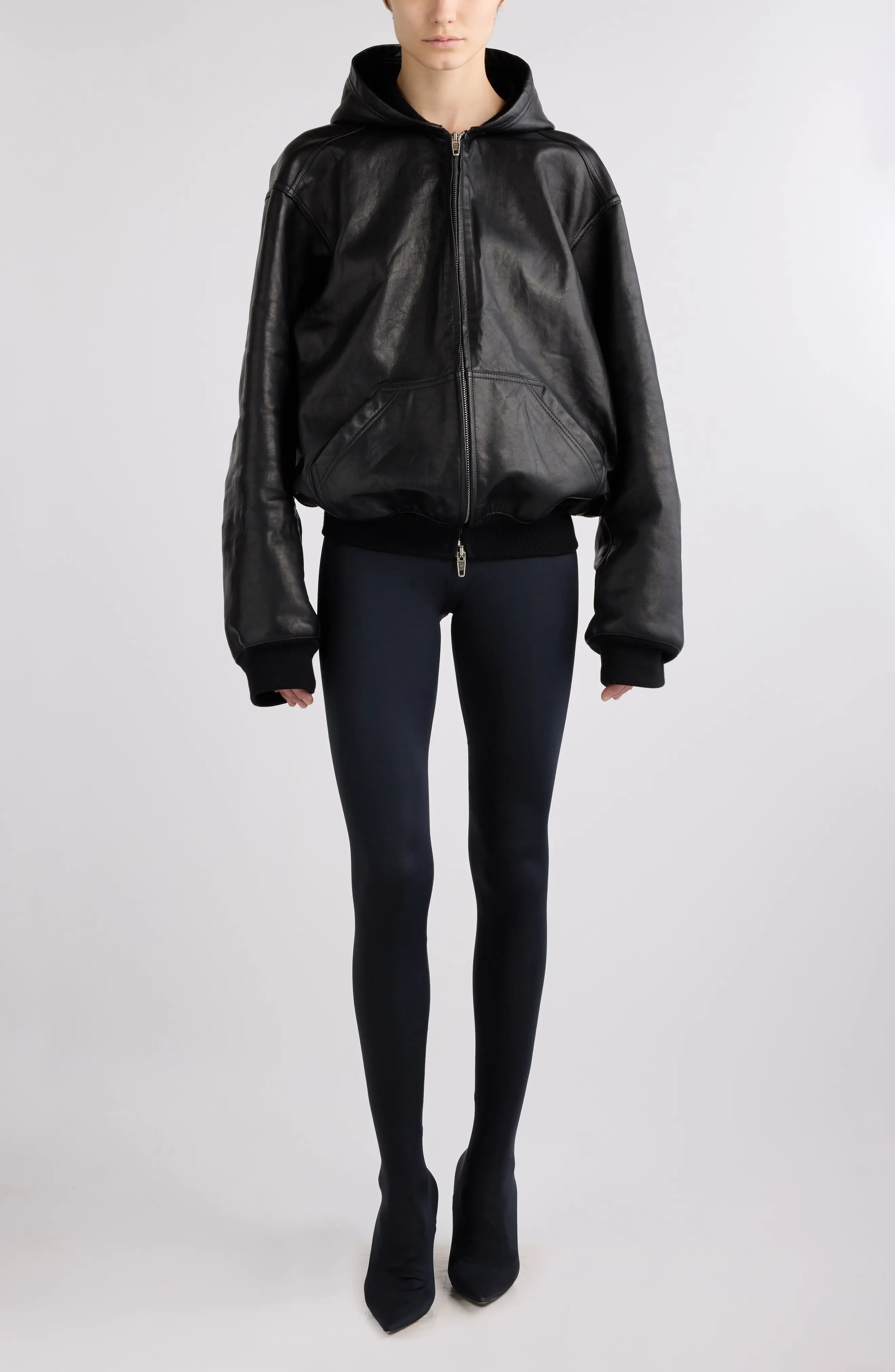 【超希少】BALENCIAGA Oversized Leather Hoodie Balenciaga - Oversized leather hoodie Balenciaga